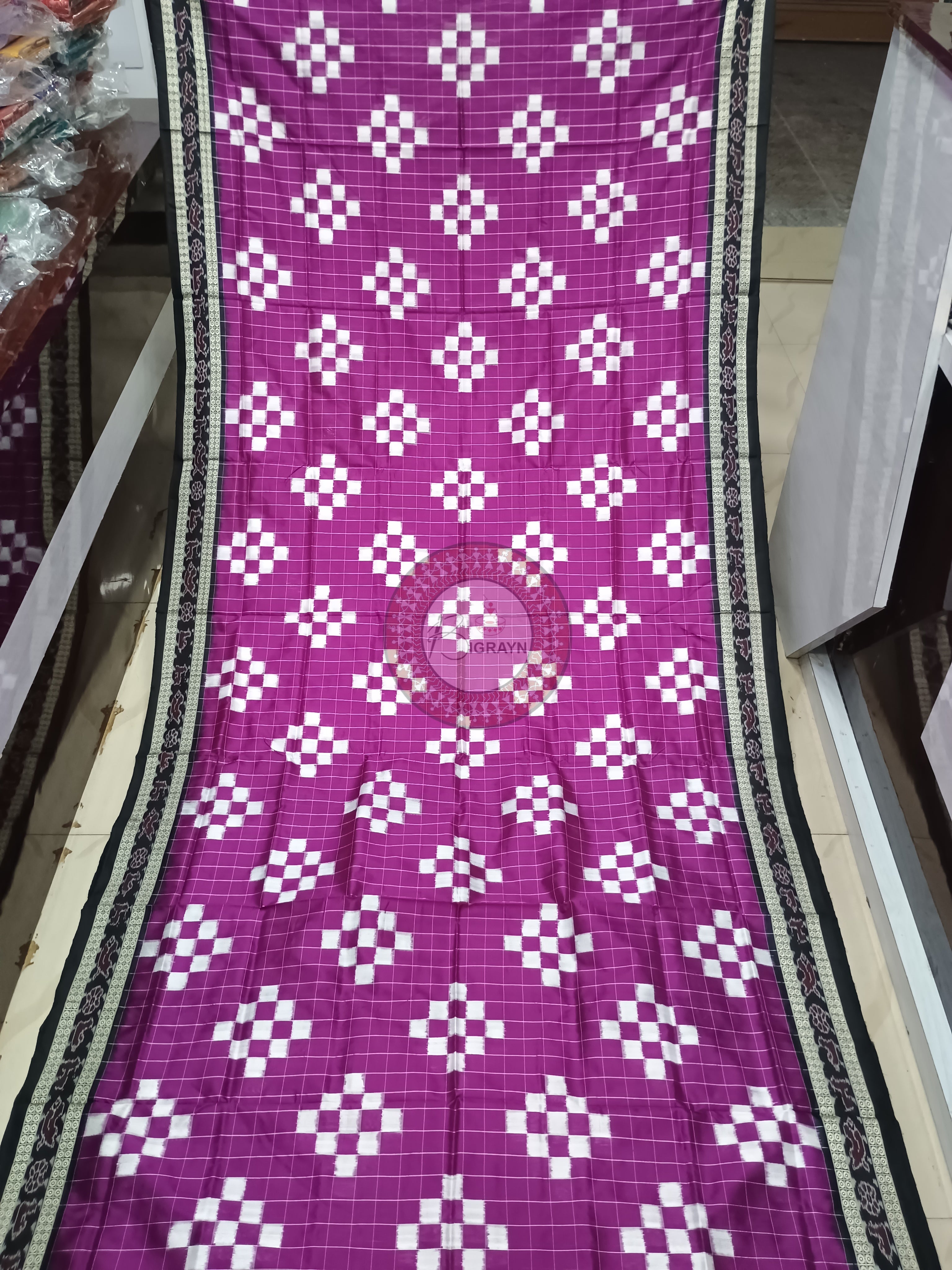 Purple Black Pasapali Sambalpuri Silk Saree