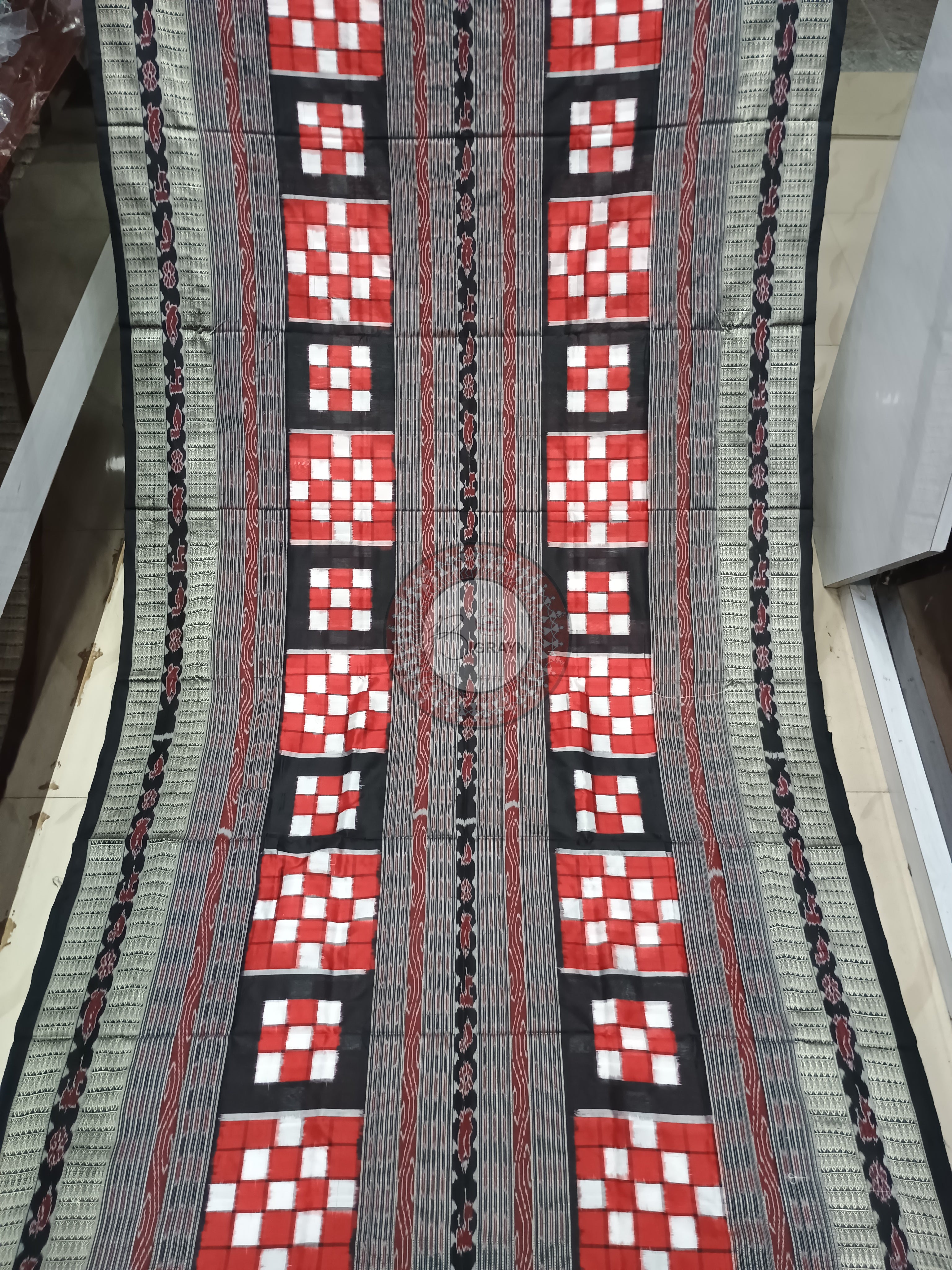 Red Black Bichitrapuri Sambalpuri Silk Saree
