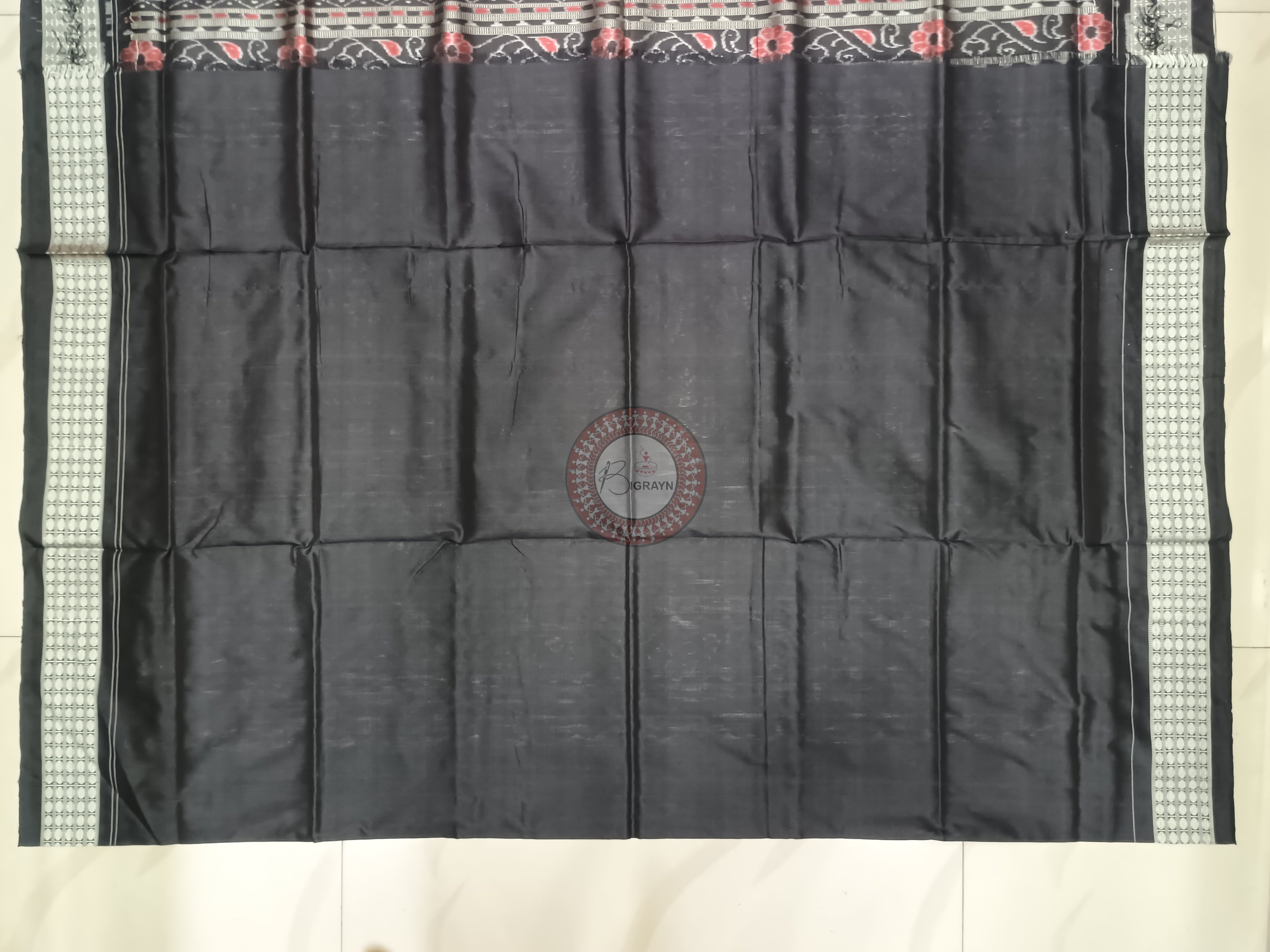 Red Black Ikat Tribal Odisha Handloom Sambalpuri Silk Saree