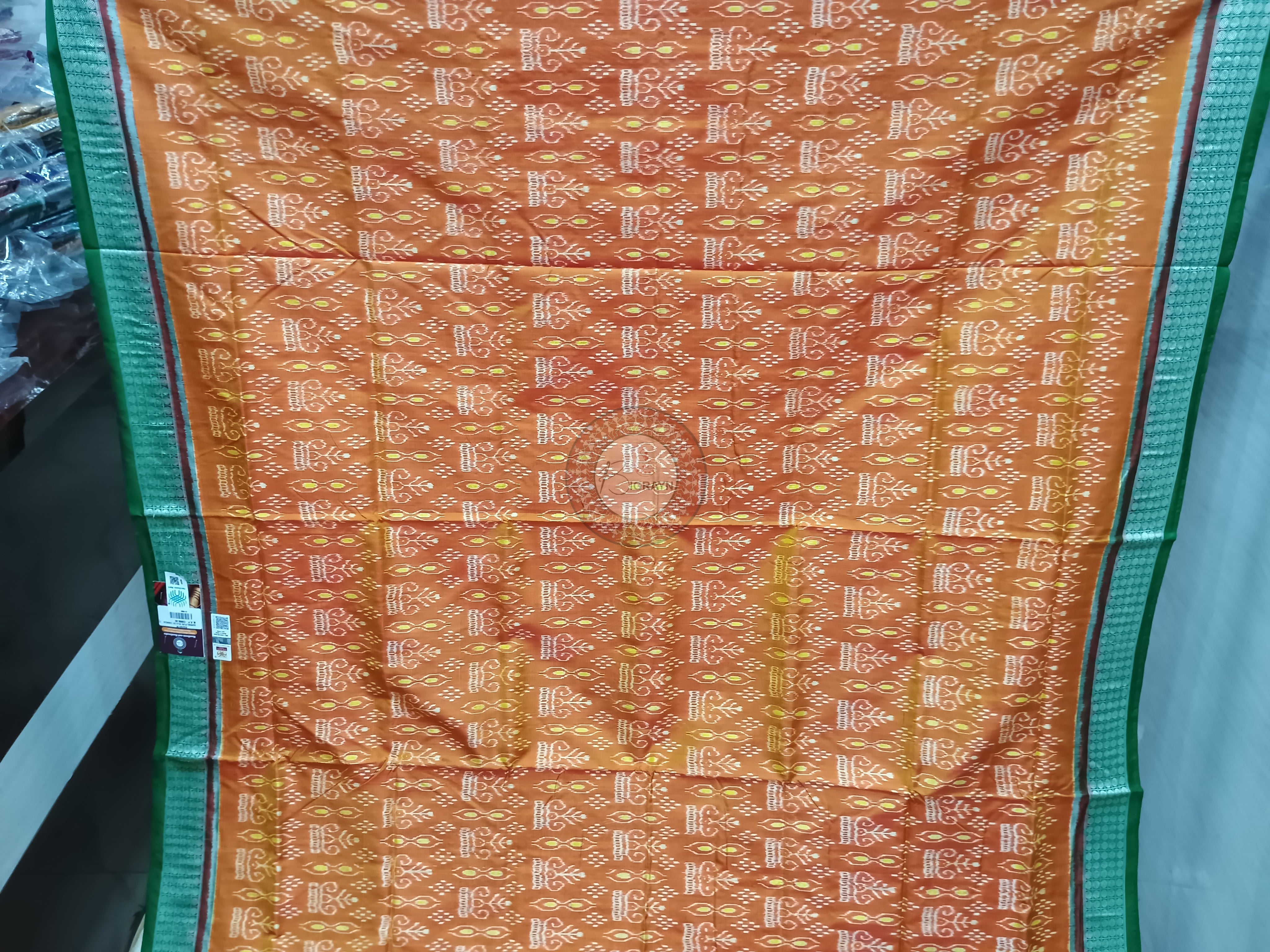 Dual Shade Yellow Green Tree Odisha Handloom Sambalpuri Silk Saree