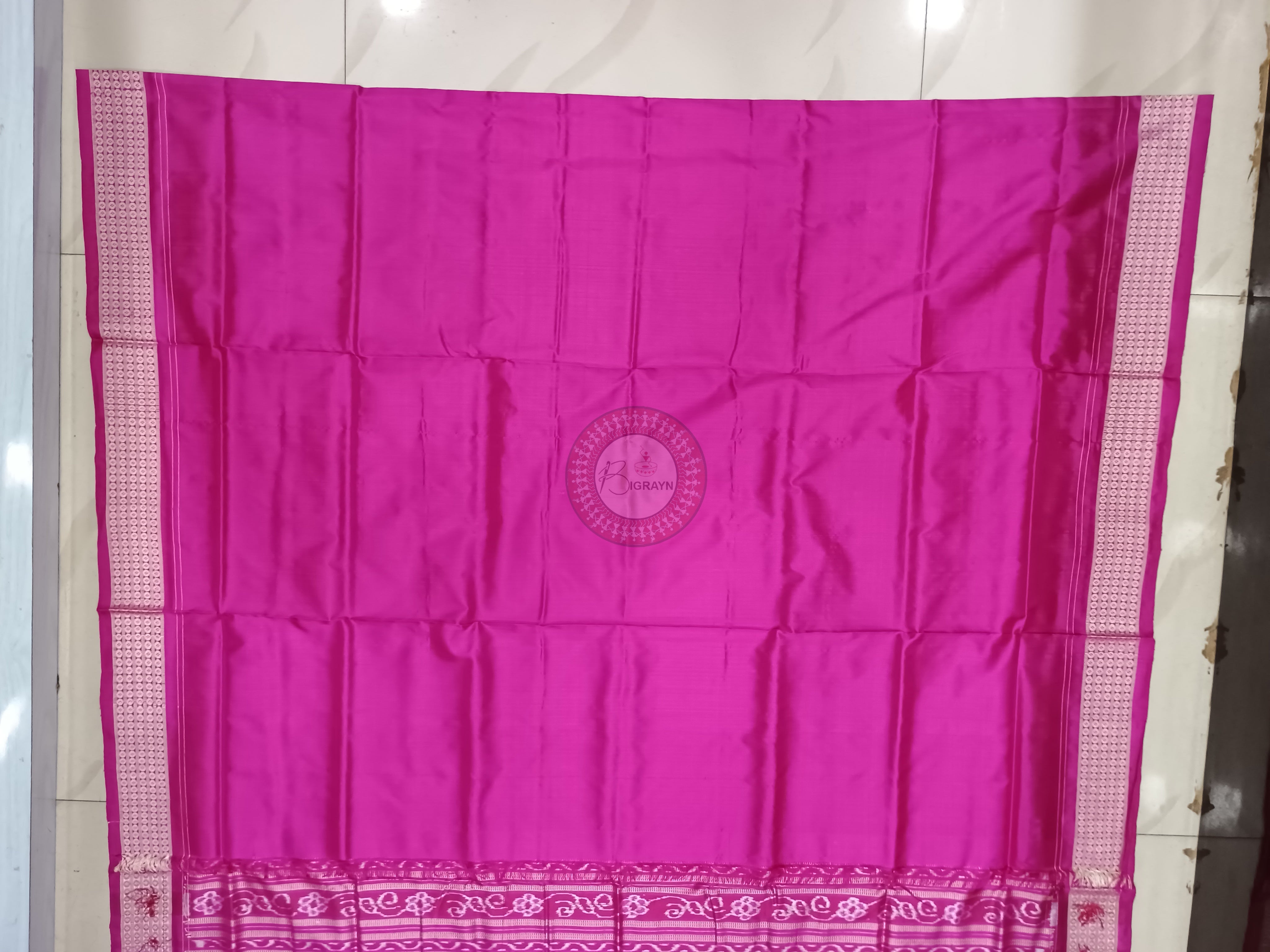 Blue Magenta Laxmi Yantra Odisha Handloom Sambalpuri Silk Saree