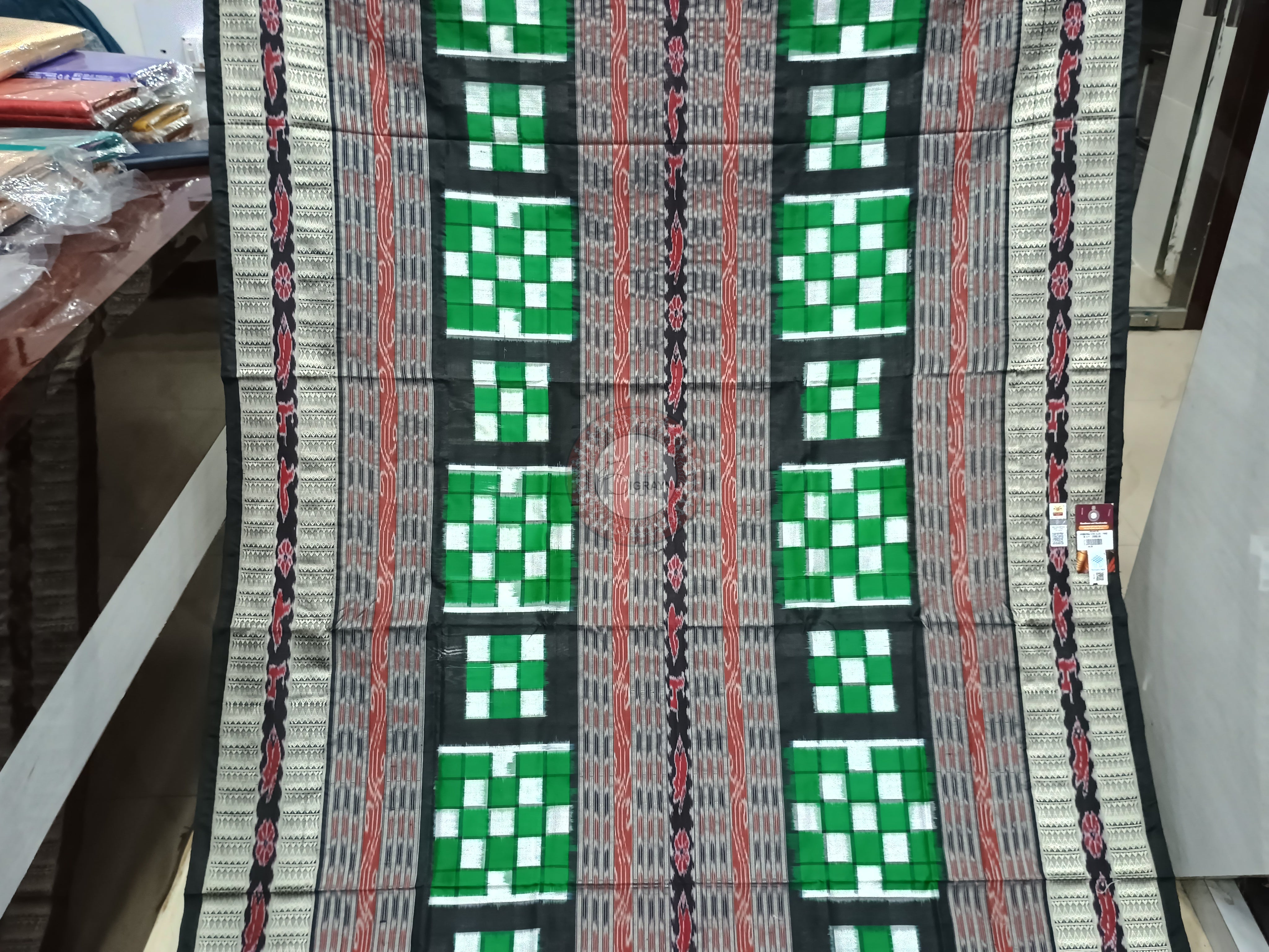 Green Black Bichitrapuri Odisha Handloom Sambalpuri Silk Saree