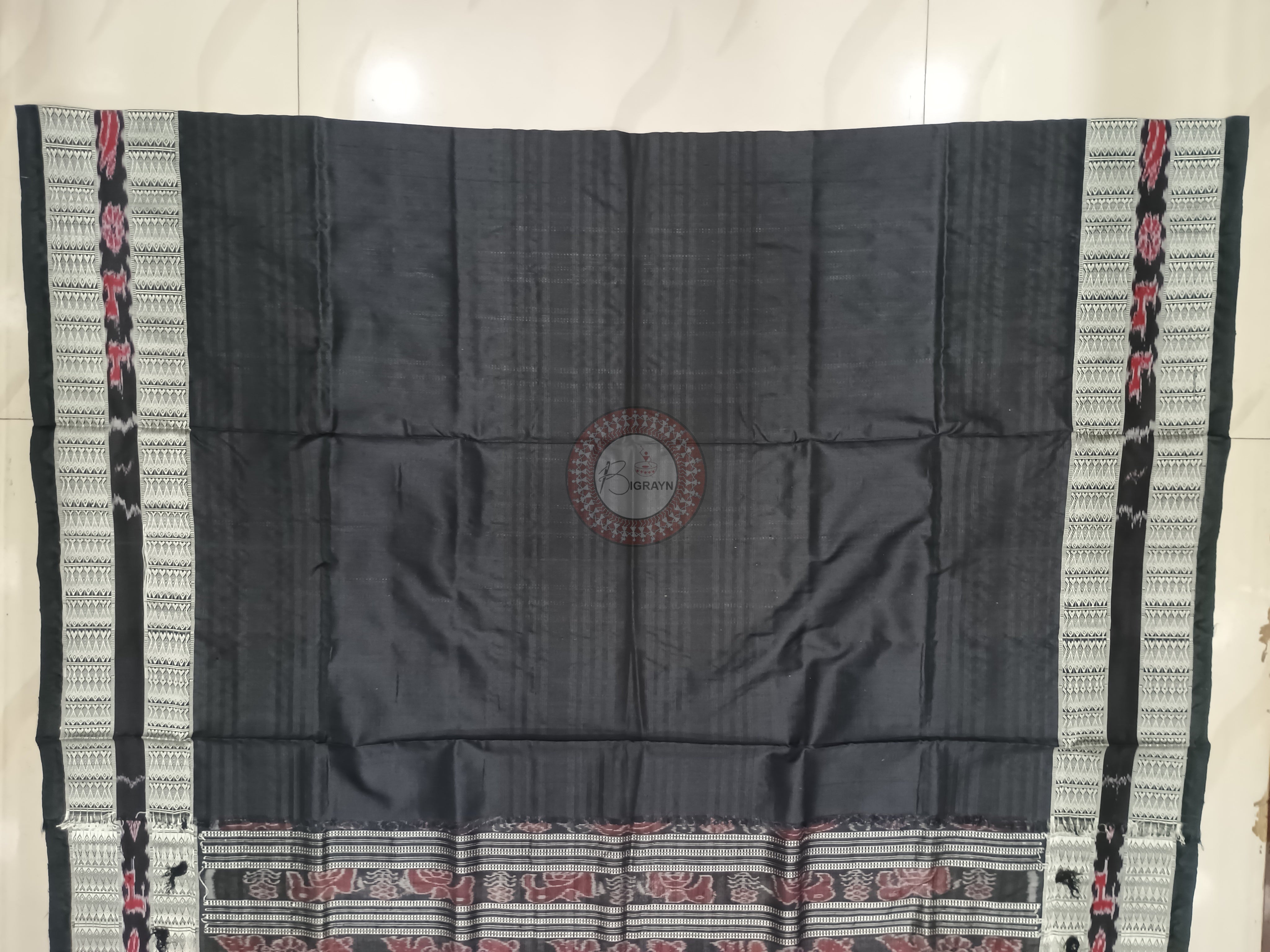 Green Black Bichitrapuri Odisha Handloom Sambalpuri Silk Saree
