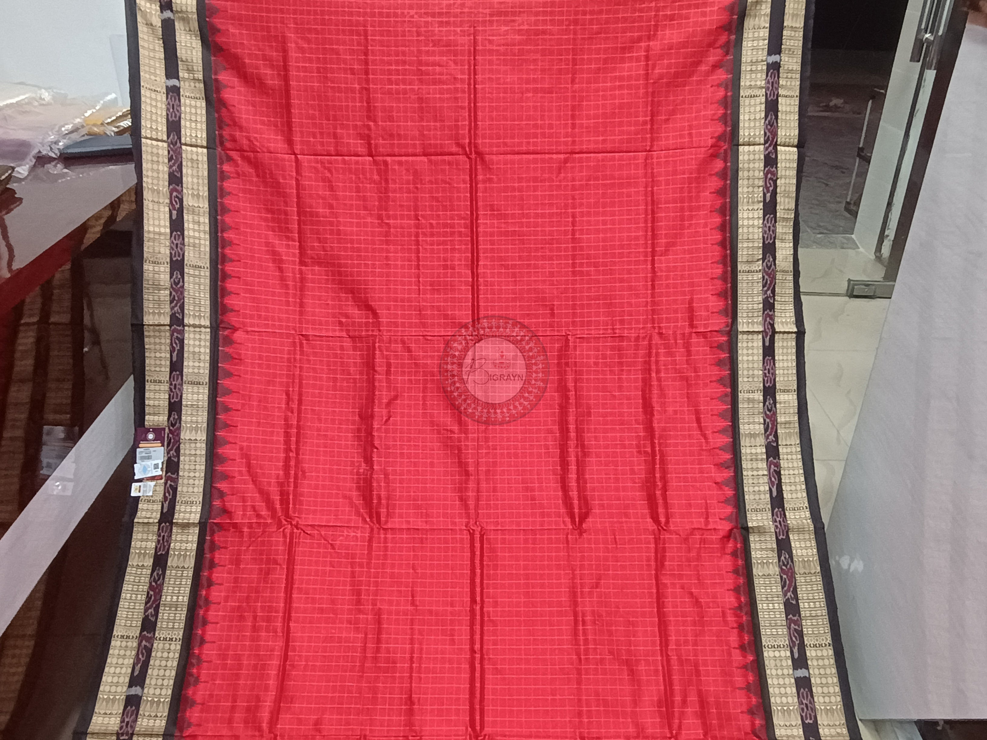 Red Black Sachipar Odisha Handloom Sambalpuri Silk Saree