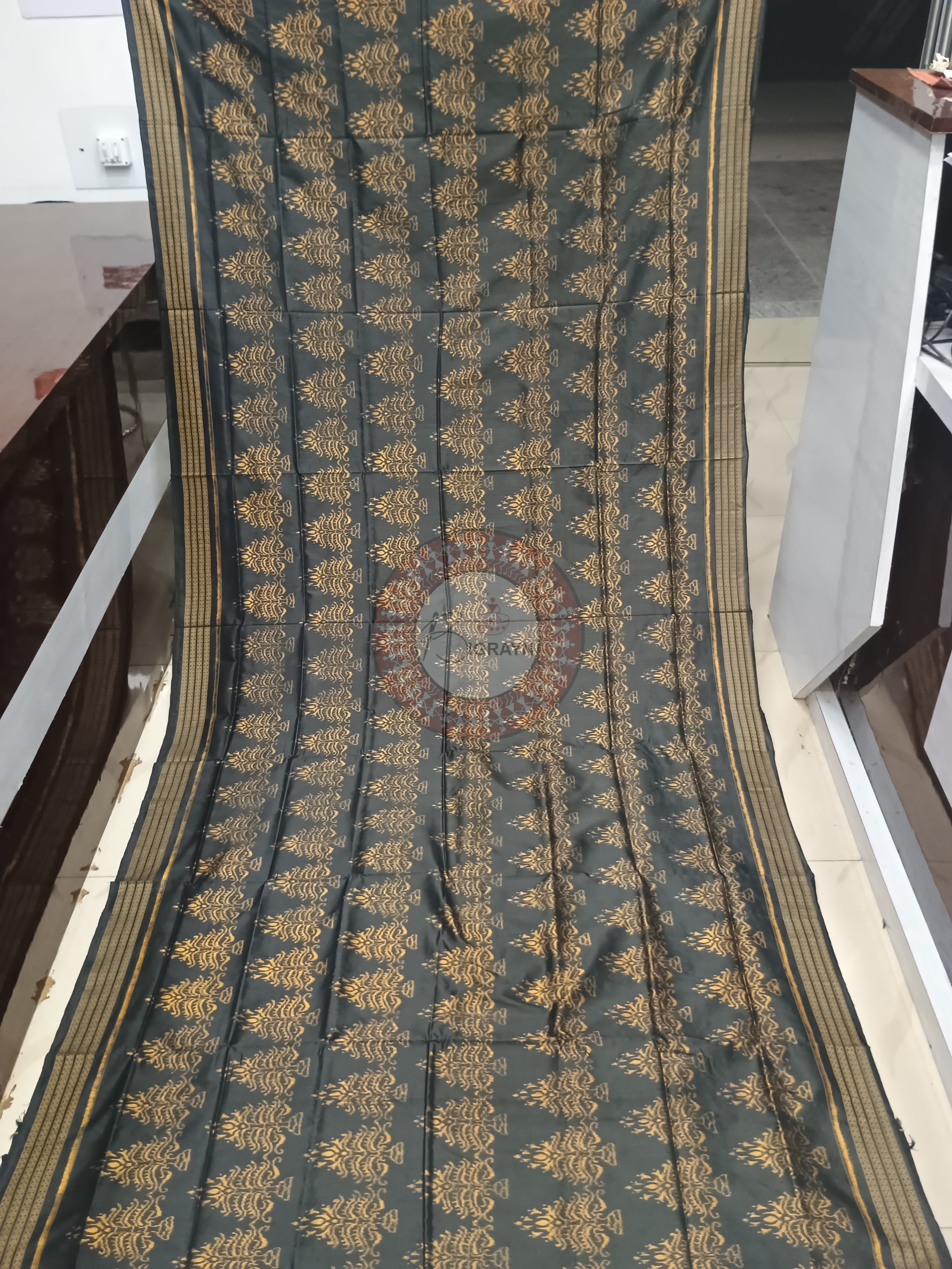 Black Golden Tree Natural Dye Sambalpuri Silk Saree