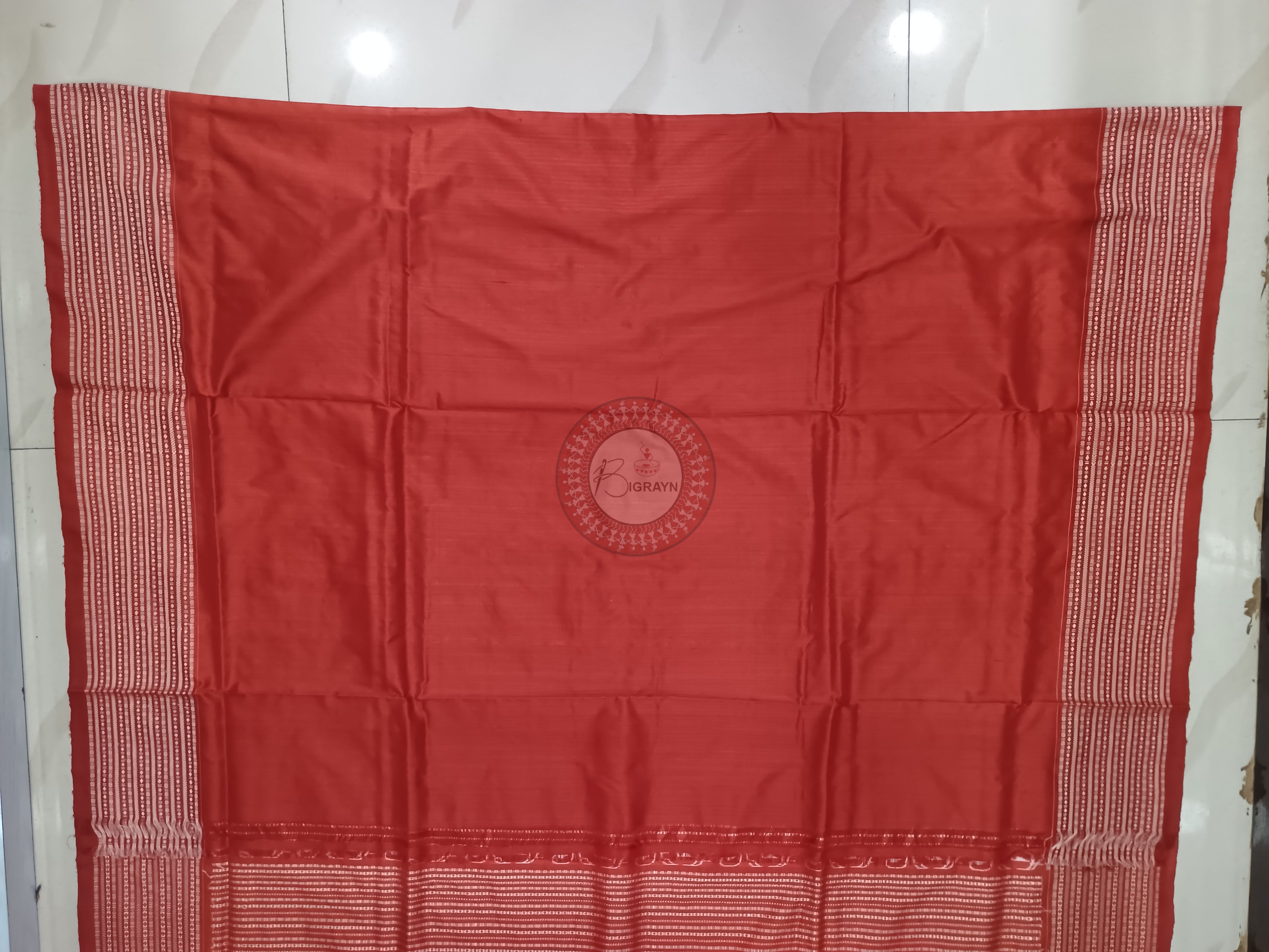 Red Ikat Design Natural Dye Sambalpuri Silk Saree