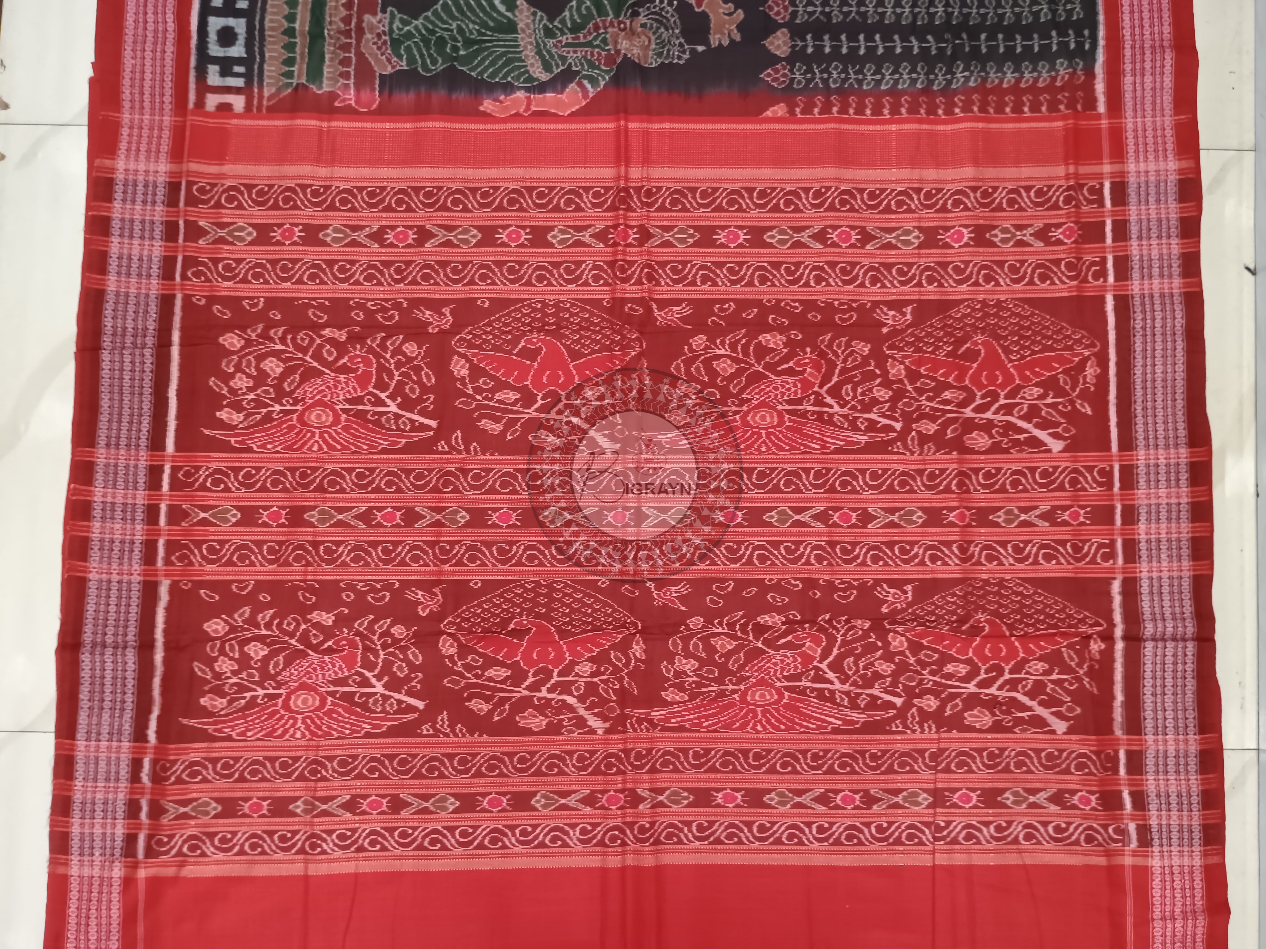 Coffe Red Odissi Dancer Sambalpuri Cotton Saree