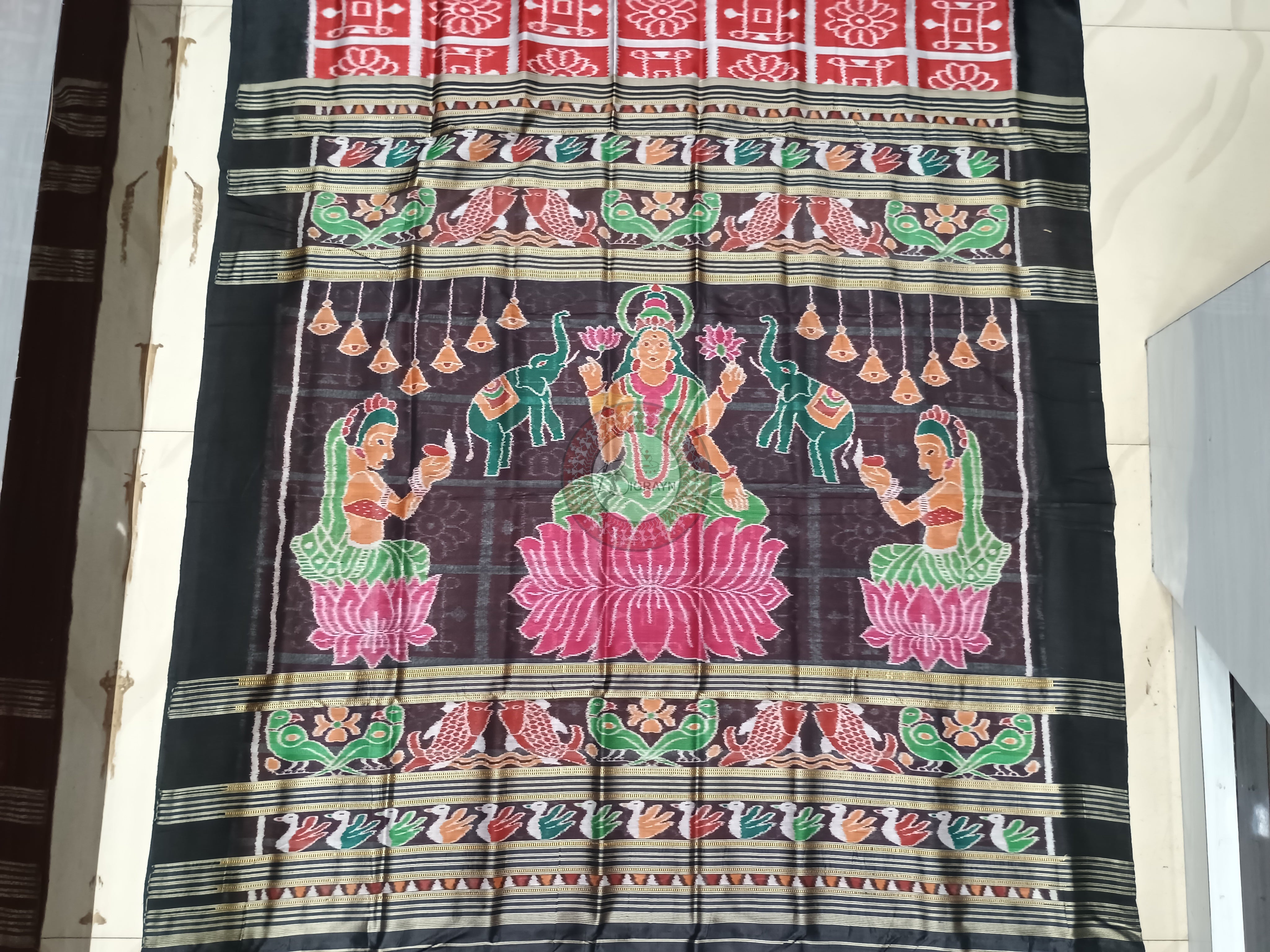 Maroon Black Subhalabha Design Mulberry Silk Saree