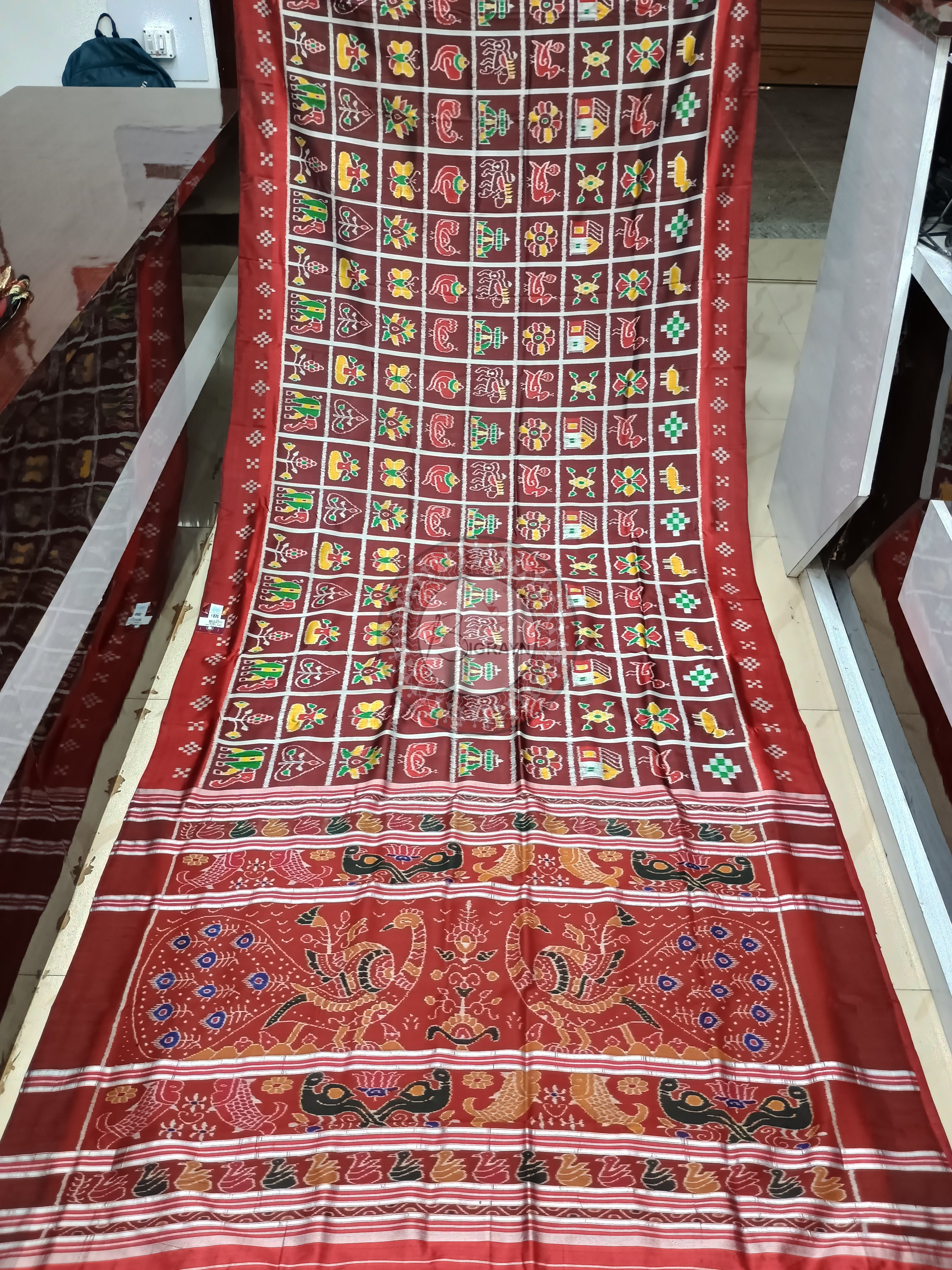 Coffe Maroon Nabakothi Design Mulberry Silk Saree