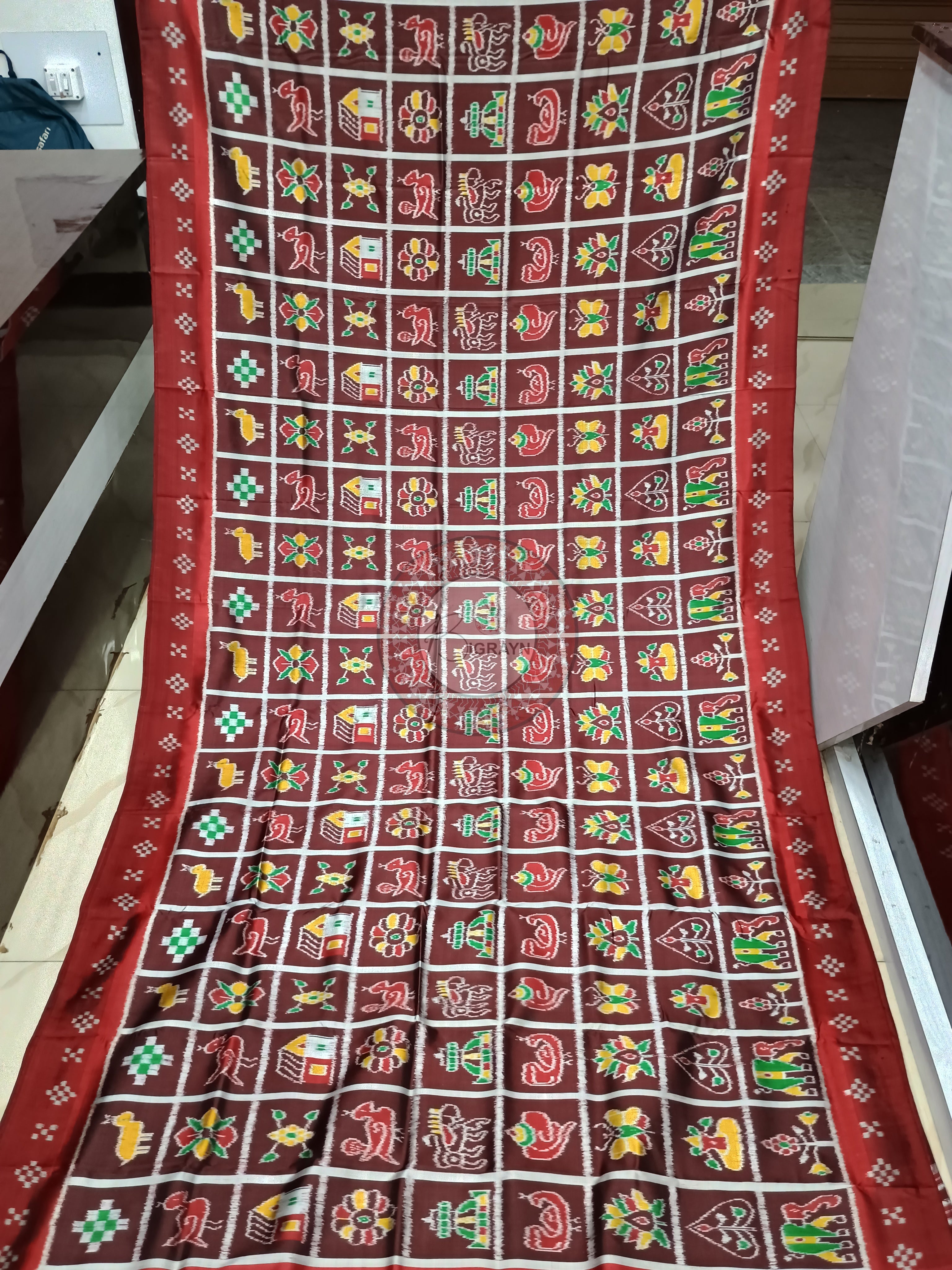 Coffe Maroon Nabakothi Design Mulberry Silk Saree