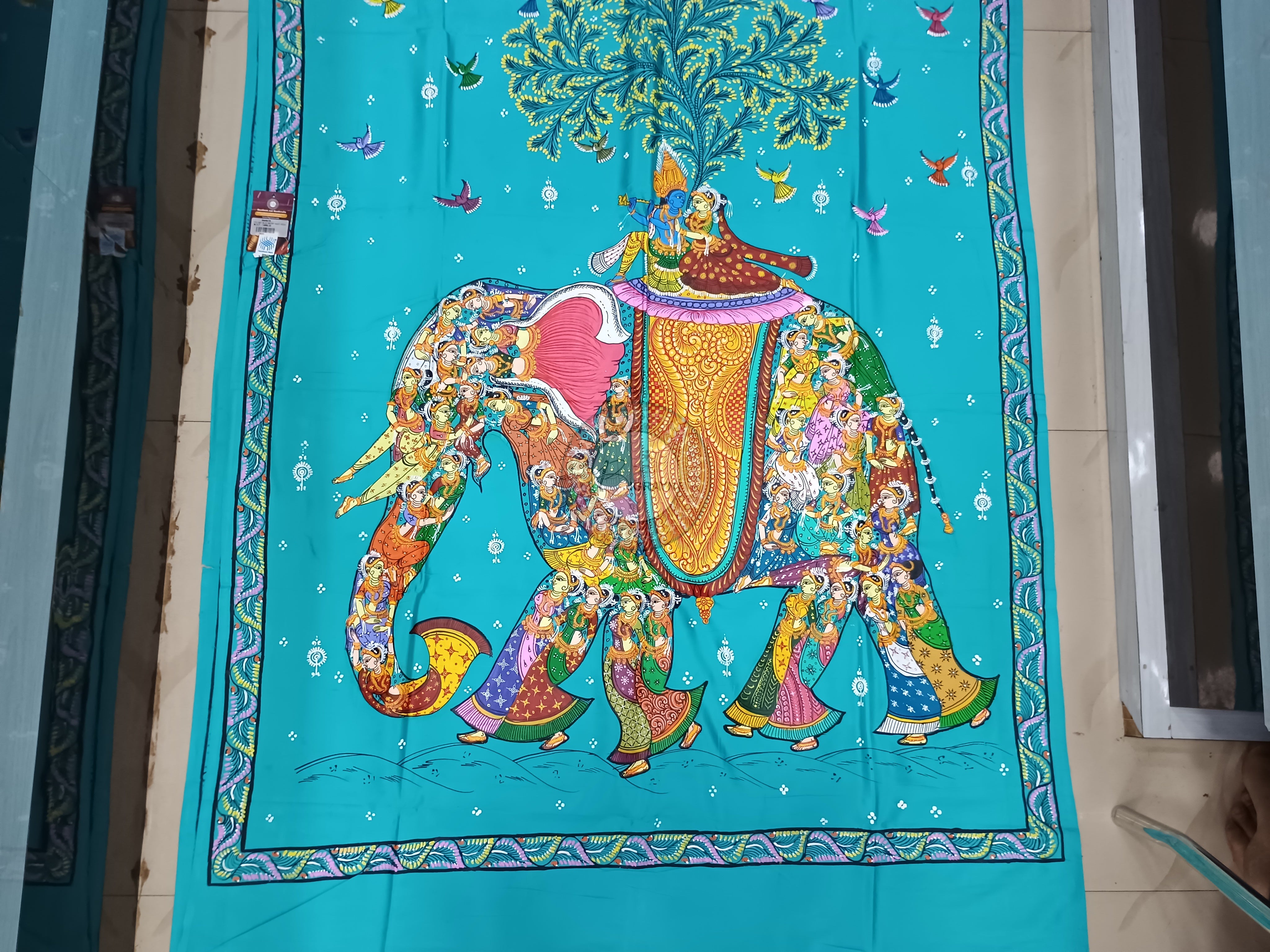 Sky Blue Kandarp Hasti Pattachitra Khadi Silk Saree