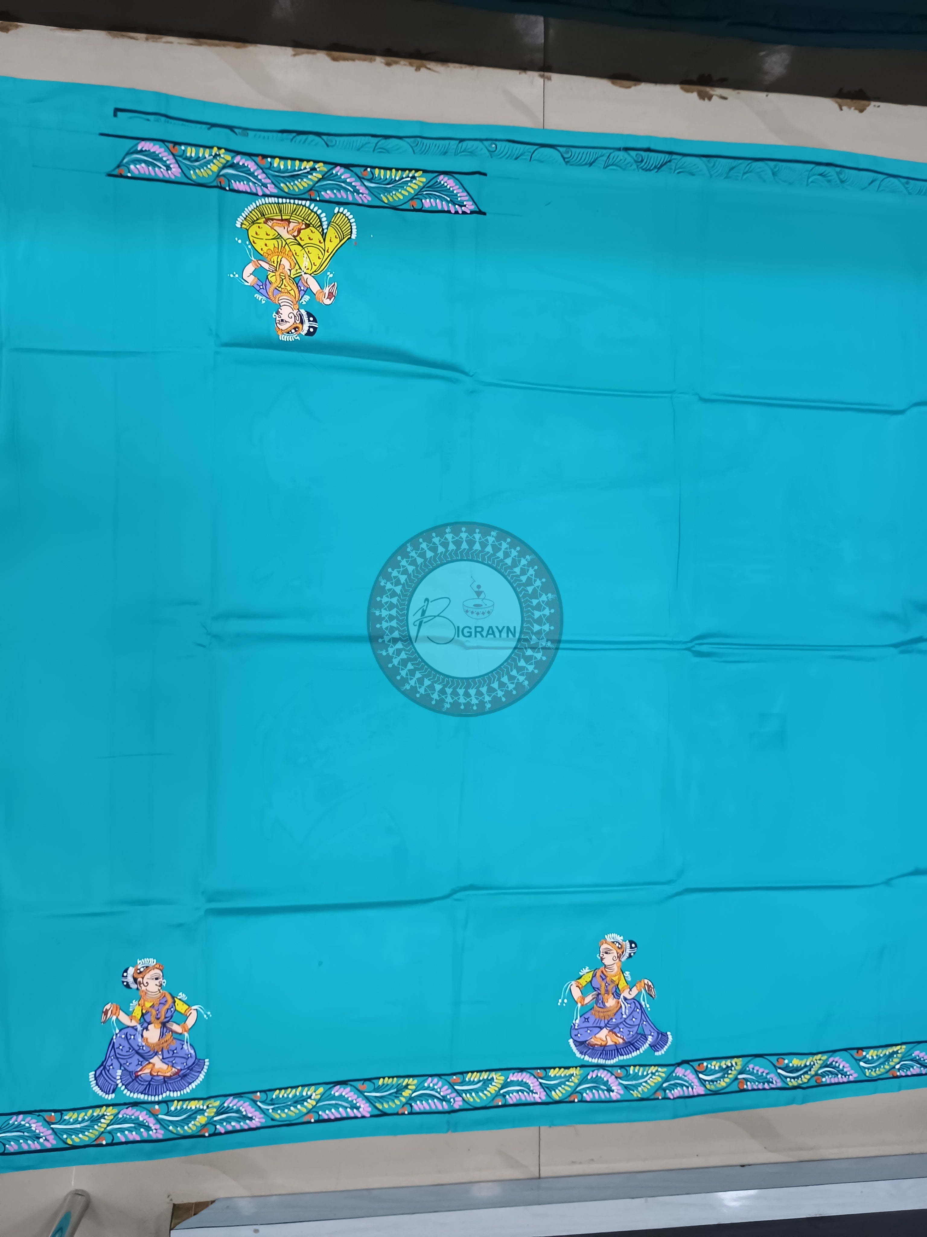 Sky Blue Kandarp Hasti Pattachitra Khadi Silk Saree
