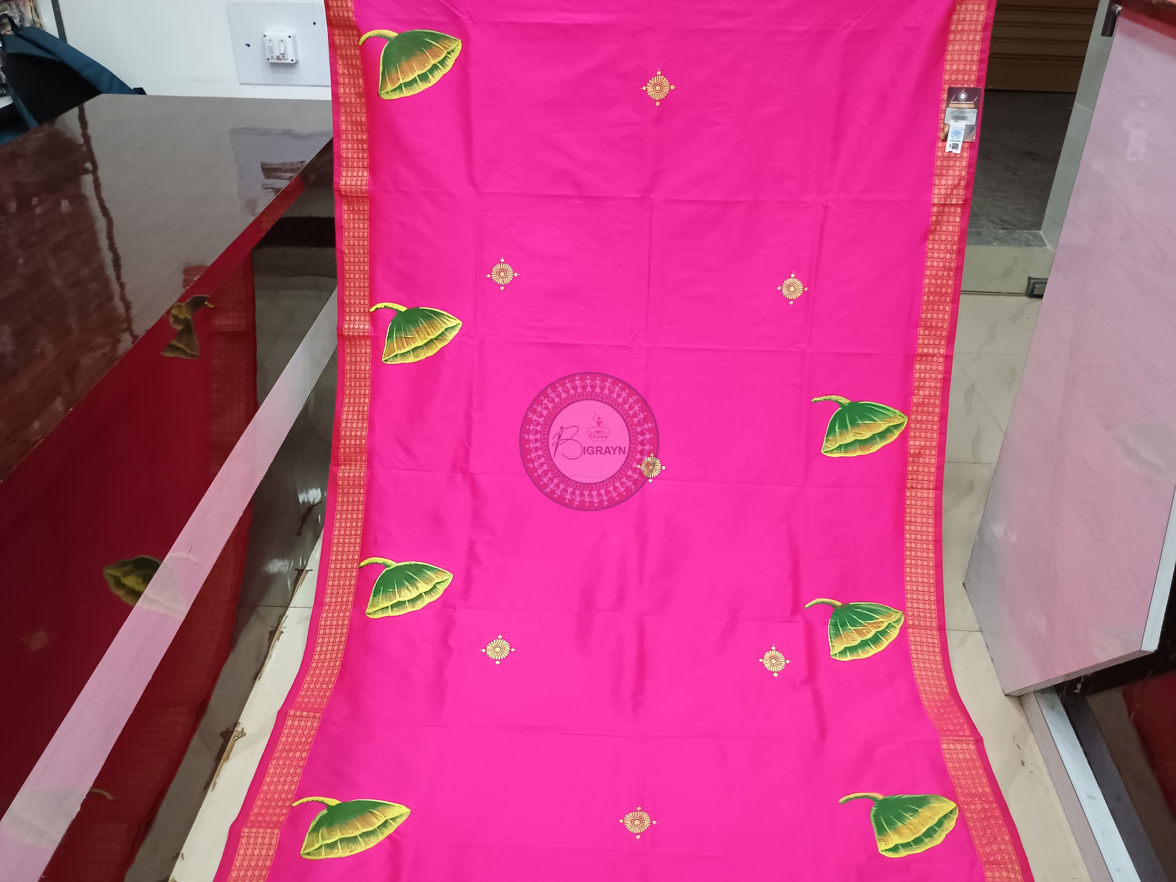 Pink Nabakeli Boita Hand Painted Pattachitra Cotton blended Silk Saree