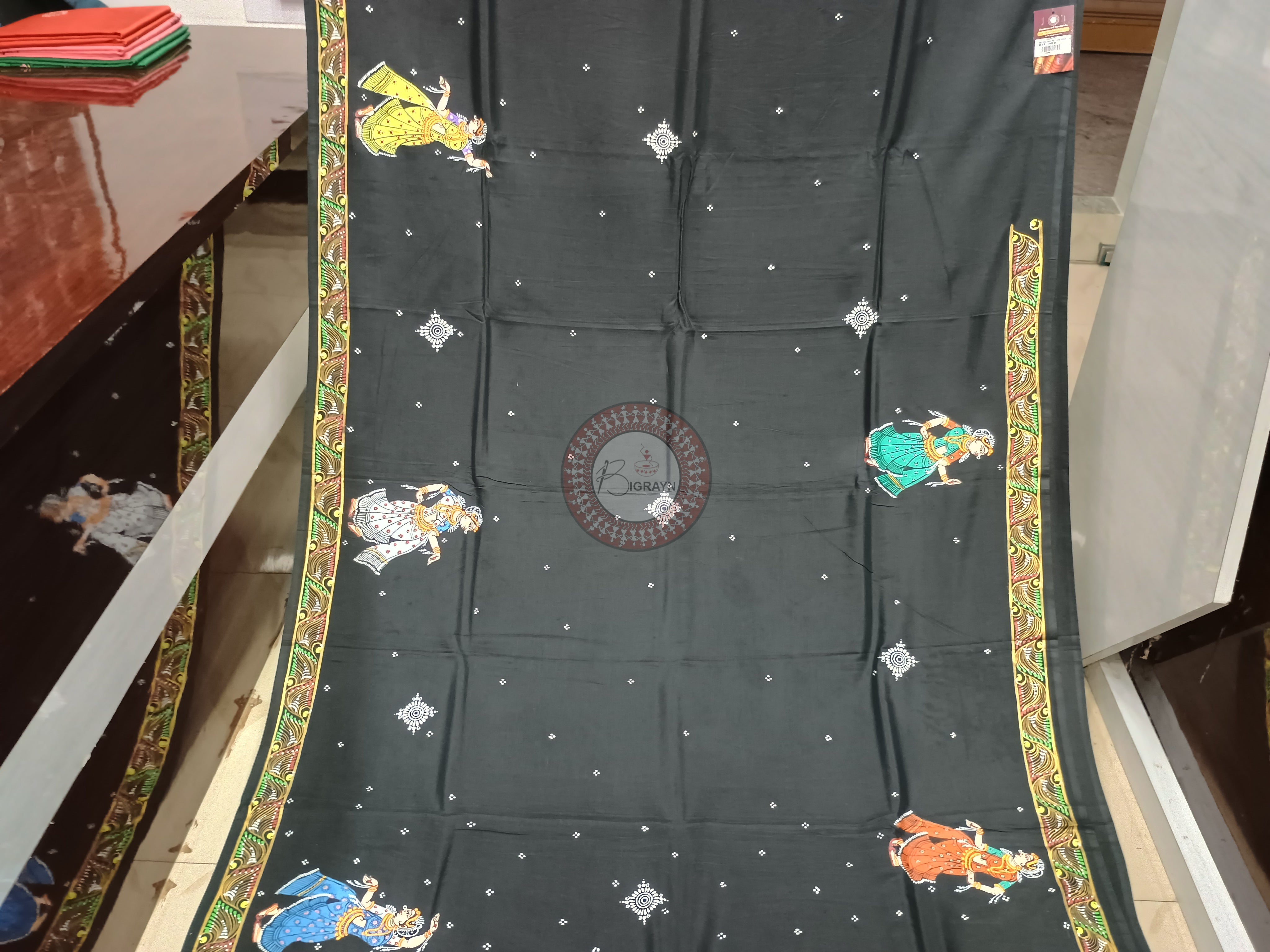Black Bastra Chori Theme Pattachitra Khadi Silk Saree