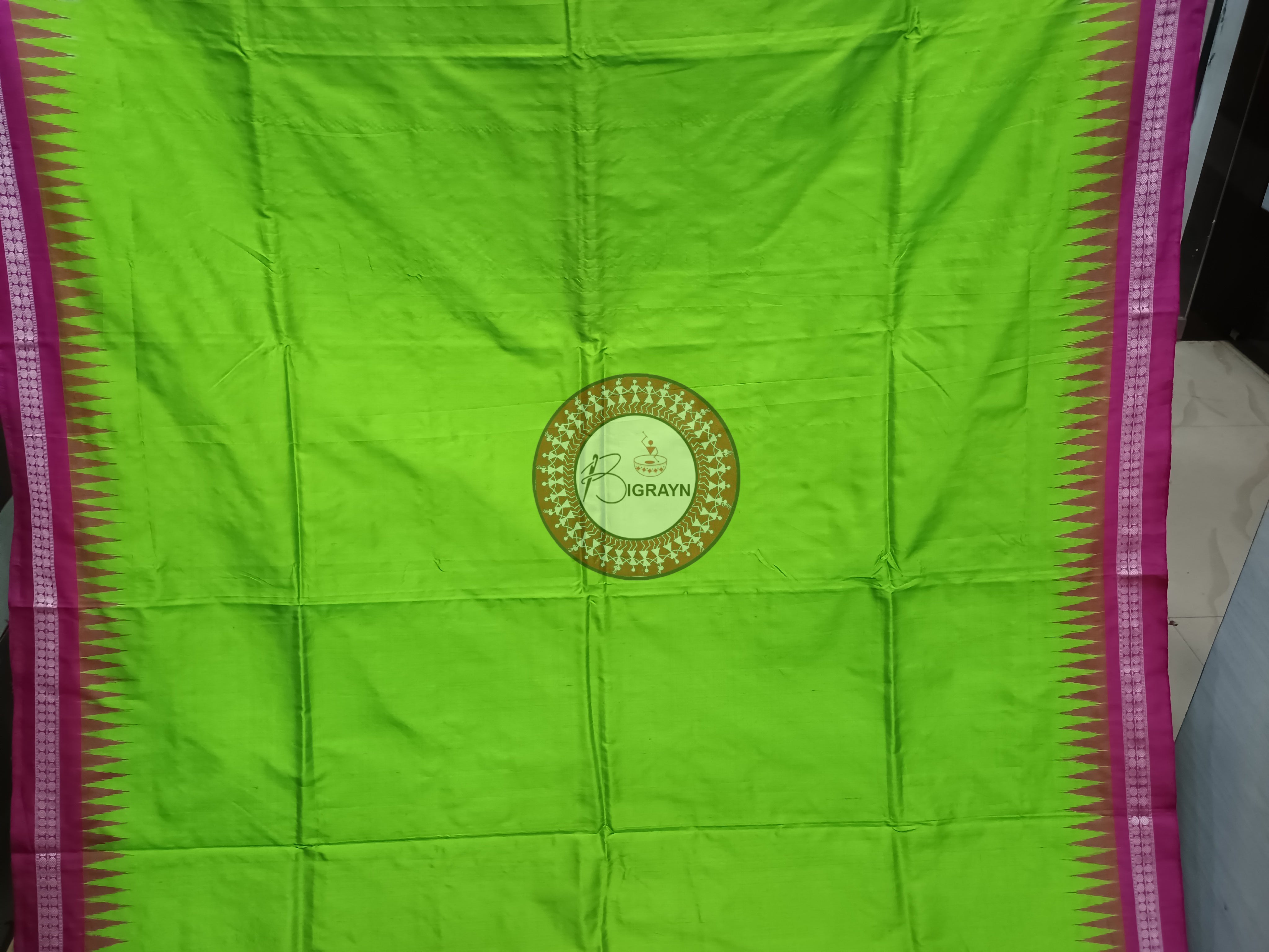 Neon Magenta Kandarpa Hasti Theme Pattachitra Sambalpuri Silk Saree