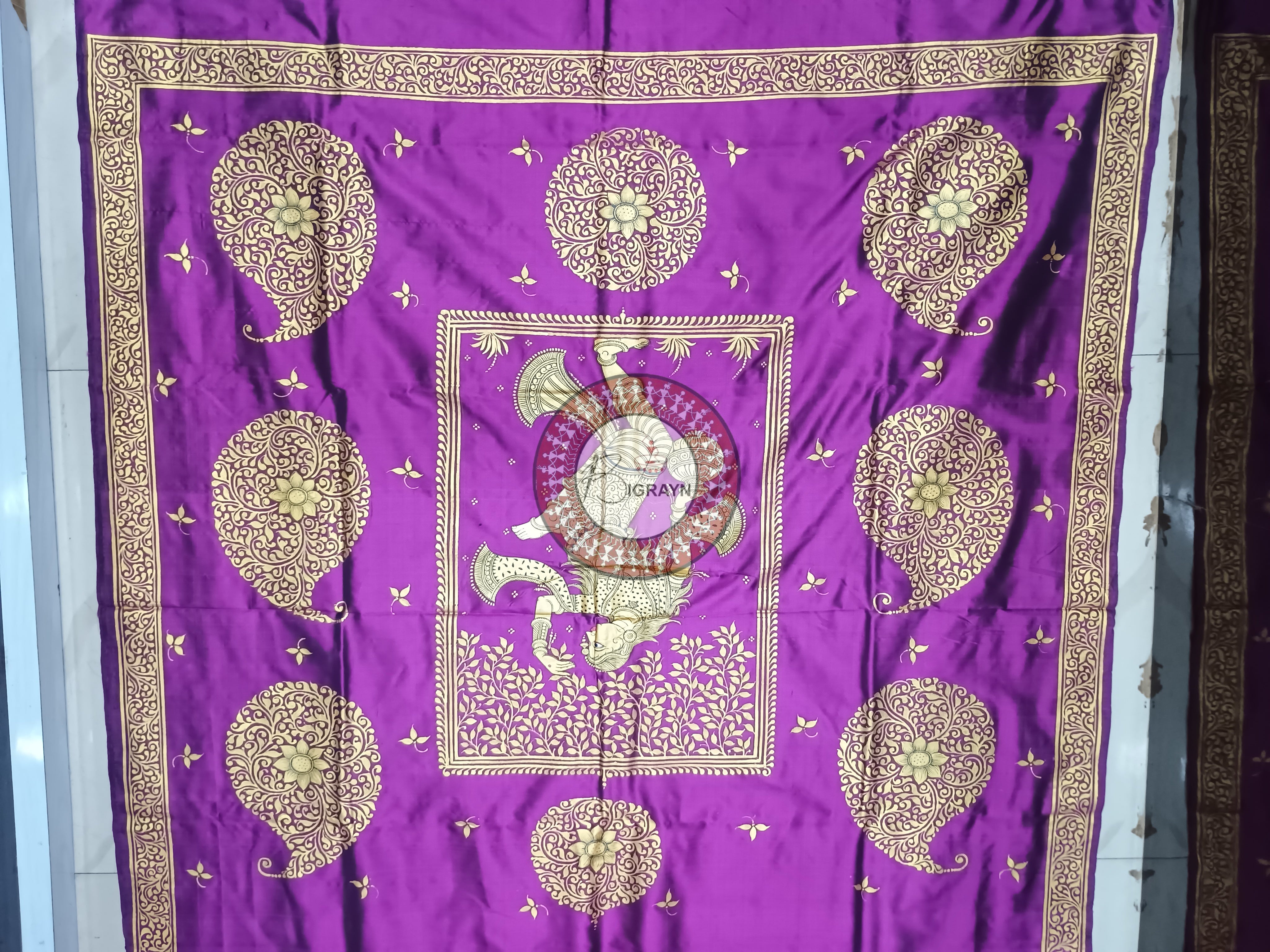 Purple Nartaki Golden Pattachitra Sambalpuri Silk Saree