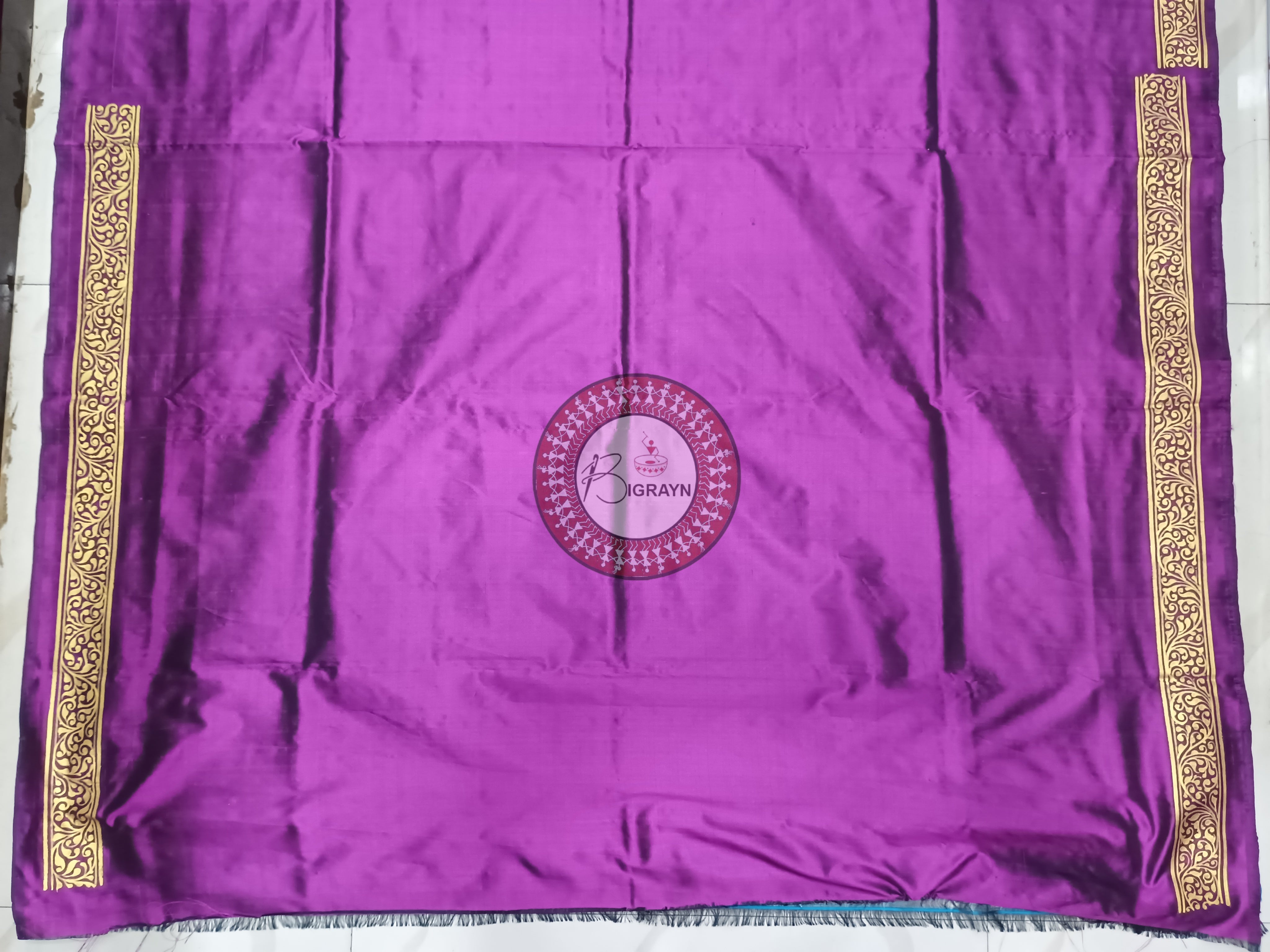 Purple Nartaki Golden Pattachitra Sambalpuri Silk Saree