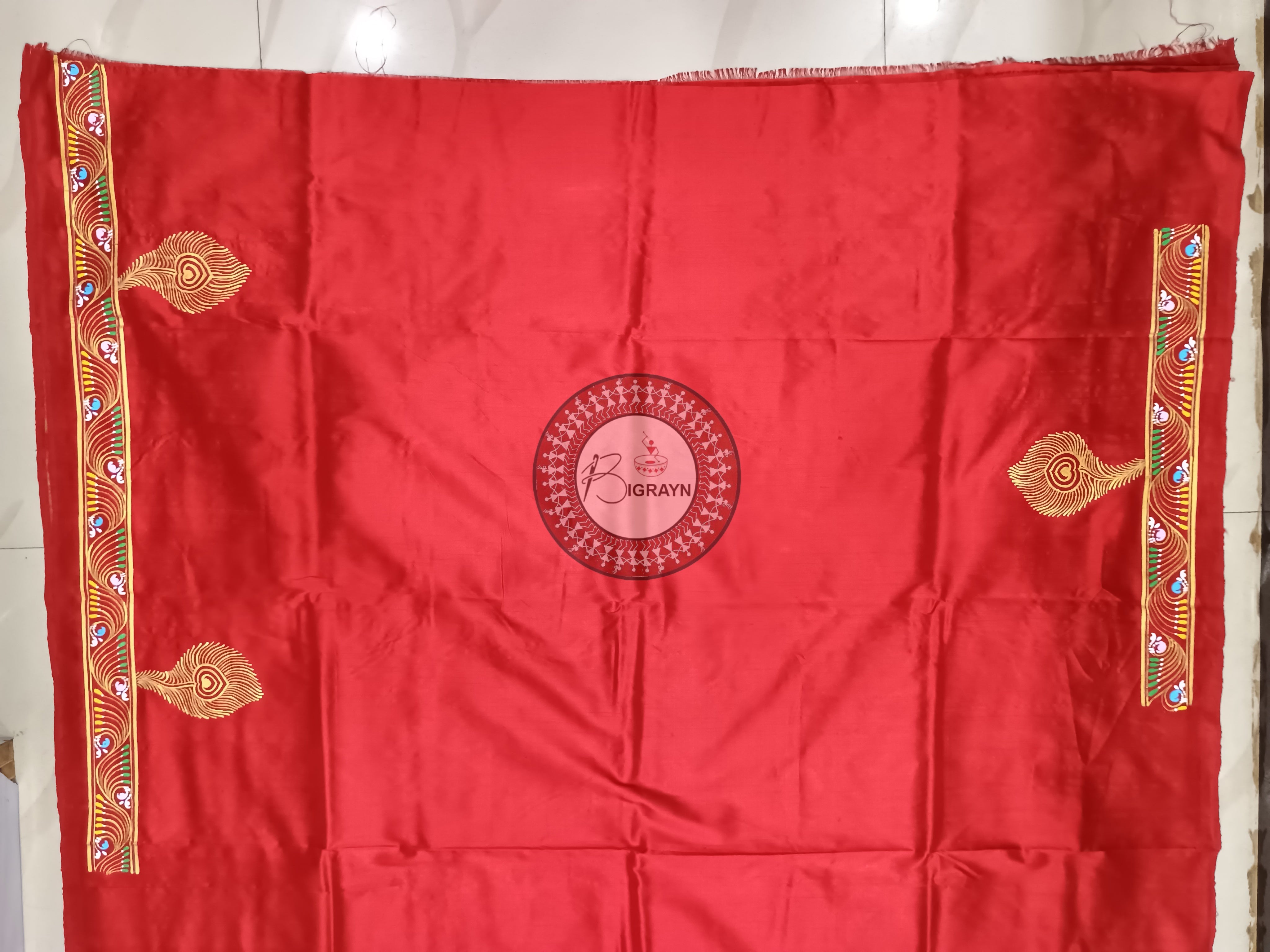Red Snana Kunja Pattachitra Sambalpuri Silk Saree