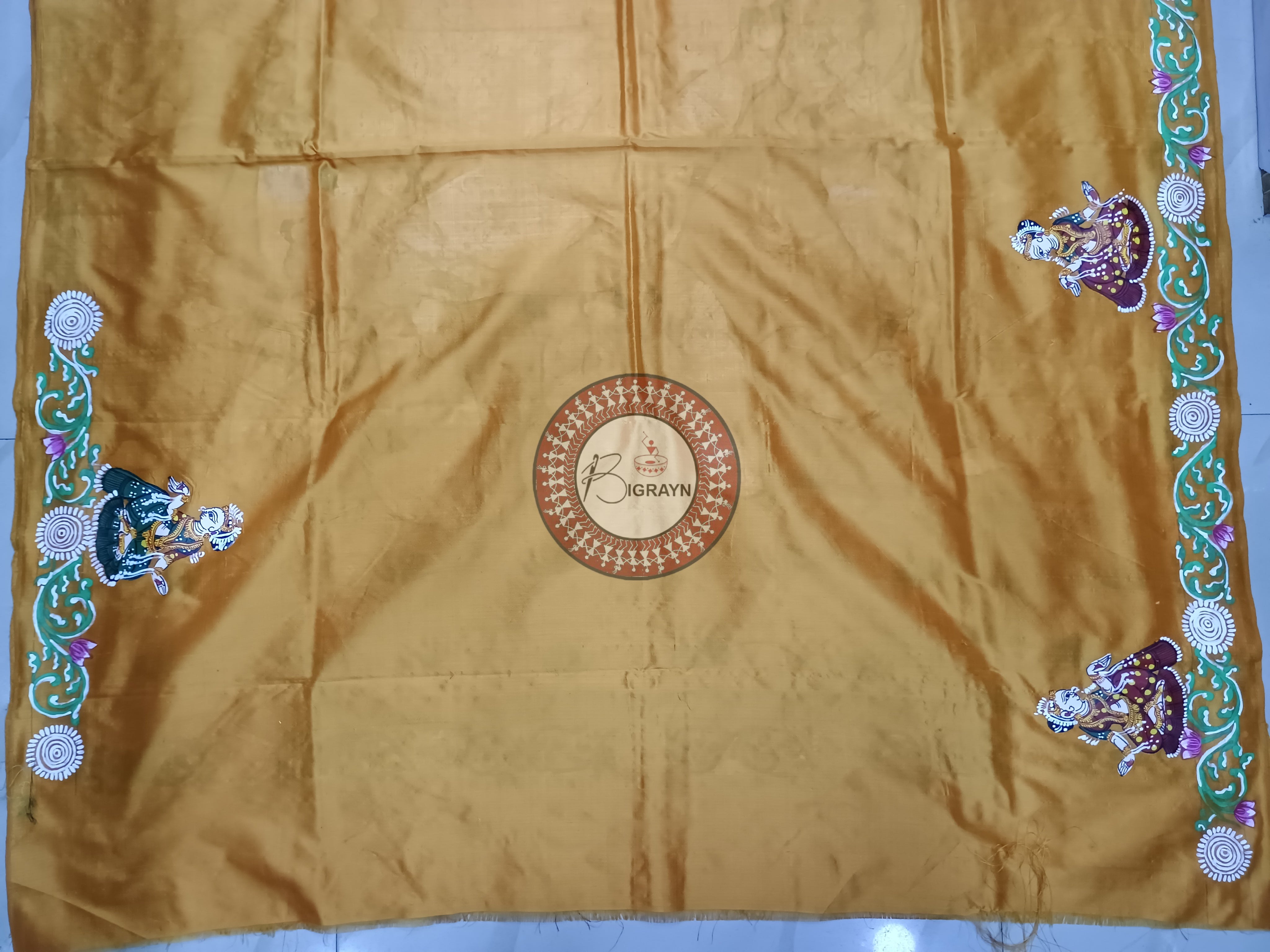 Orange Kandarpa Hasti Pattachitra Sambalpuri Silk Saree