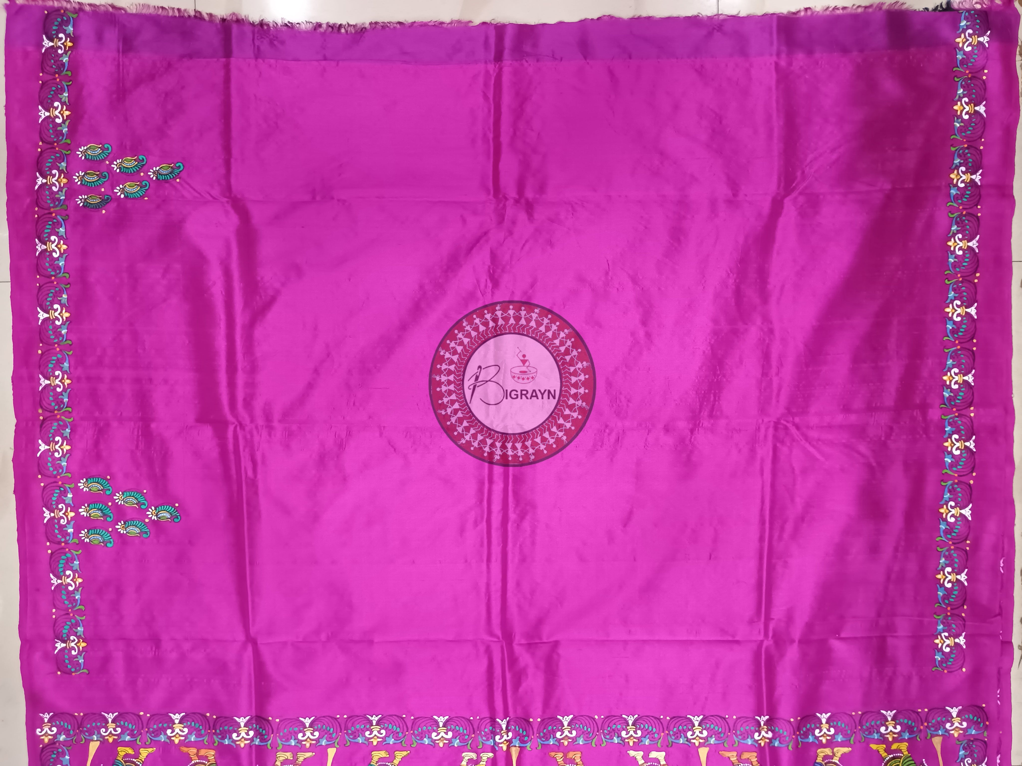 Black Magenta Nabakeli Boita Theme Pattachitra Sambalpuri Silk Saree