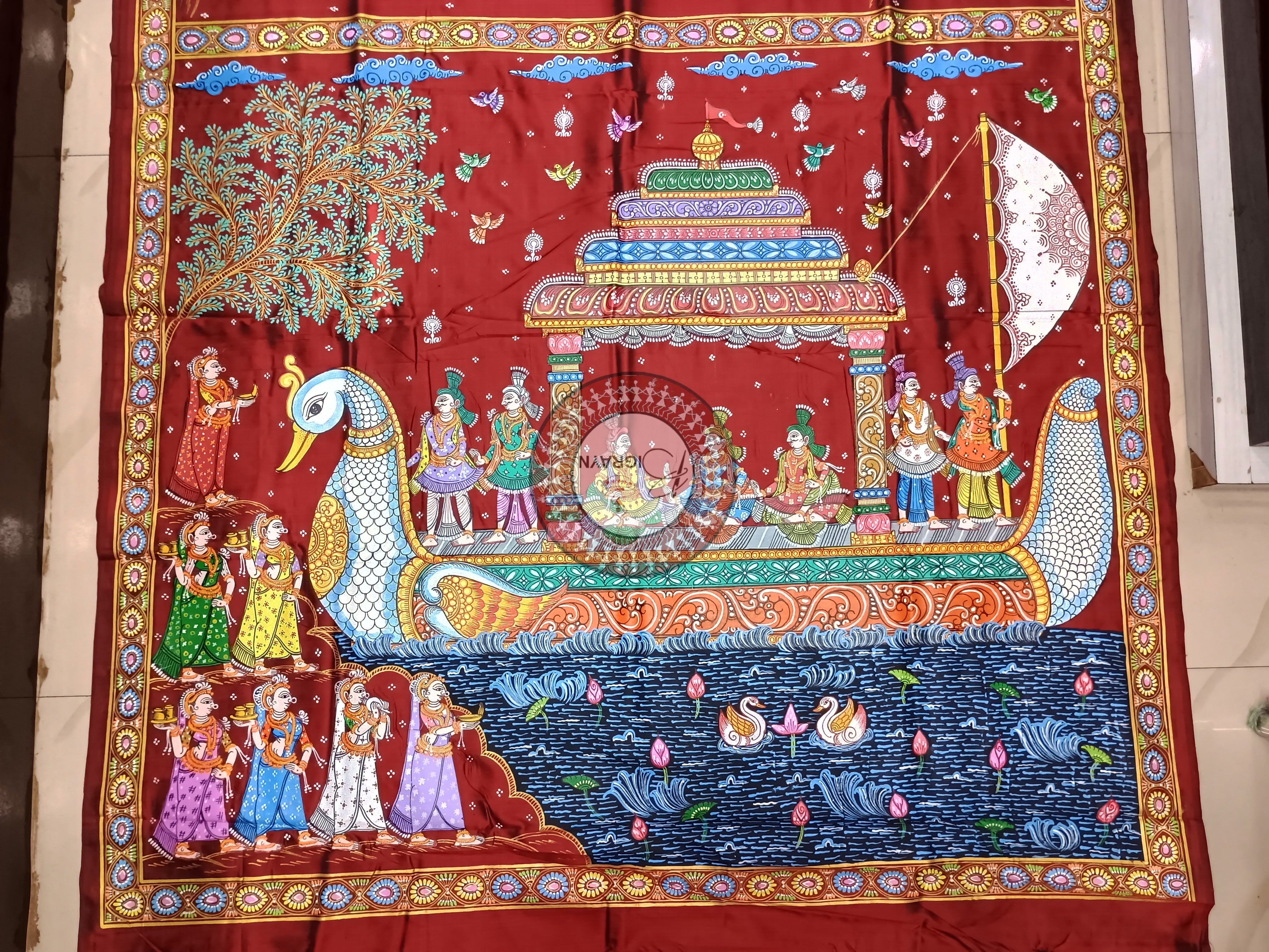 Maroon Boita Bandan Pattachitra Sambalpuri Silk Saree