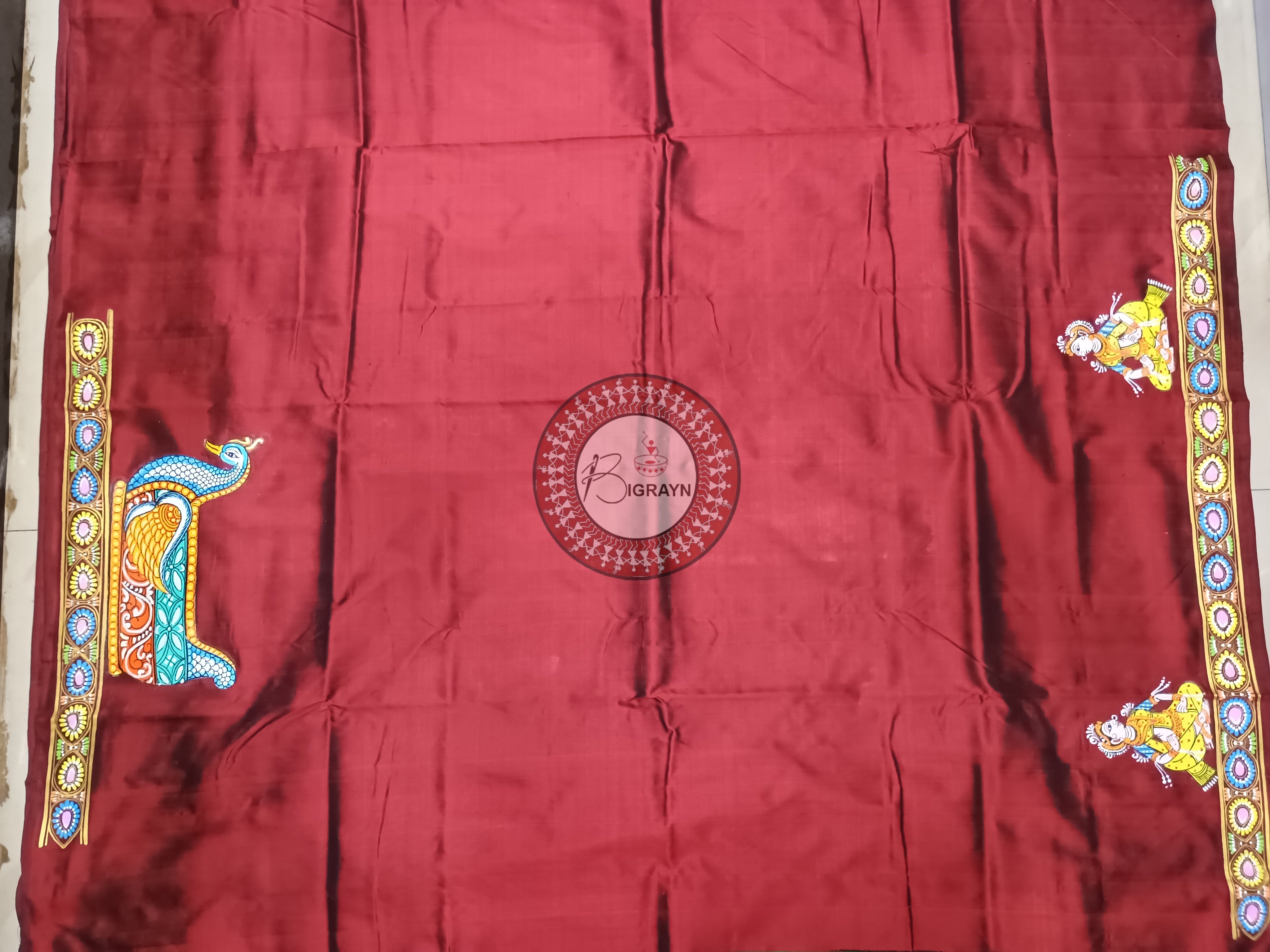 Maroon Boita Bandan Pattachitra Sambalpuri Silk Saree