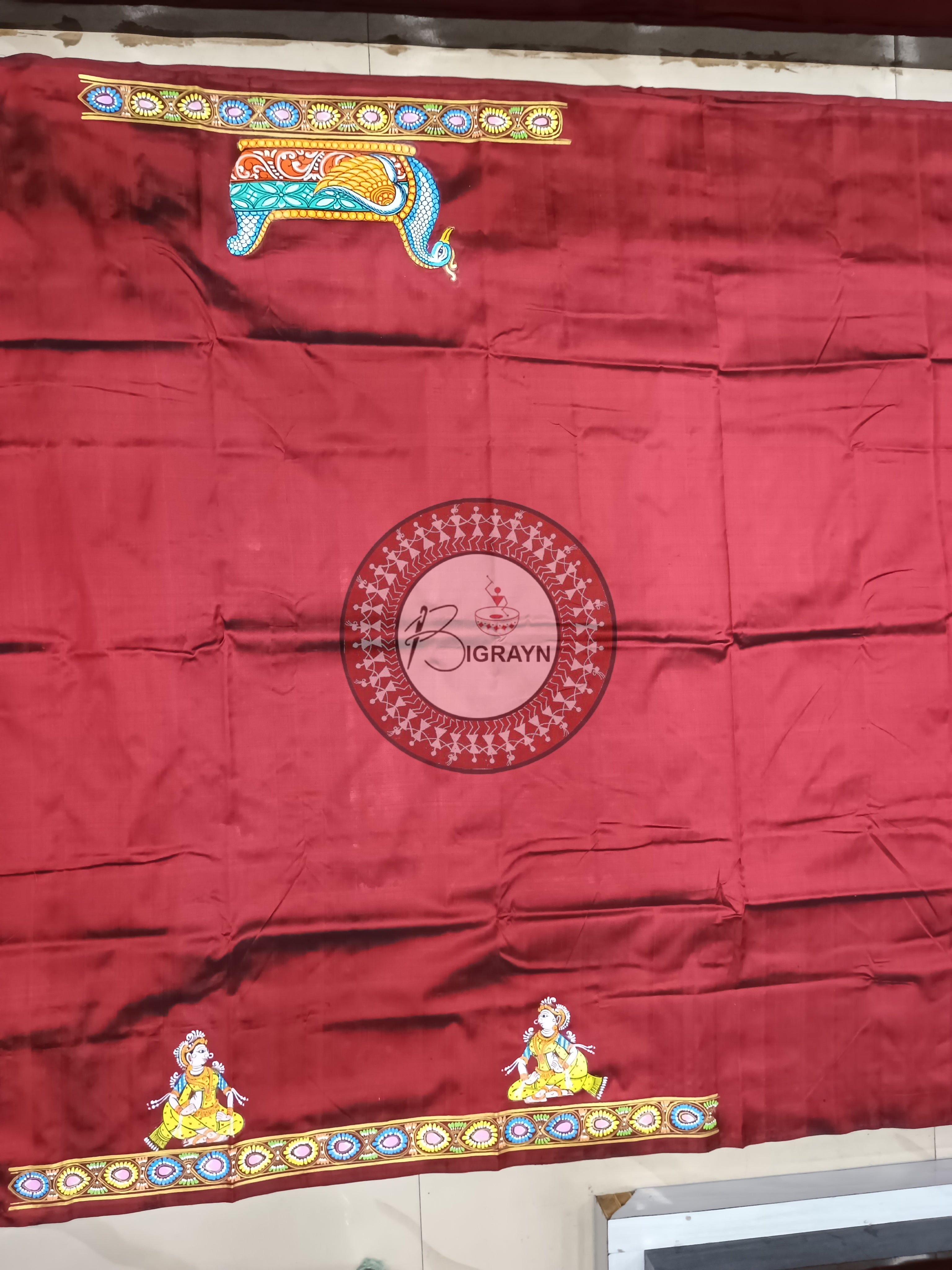 Maroon Boita Bandan Pattachitra Sambalpuri Silk Saree