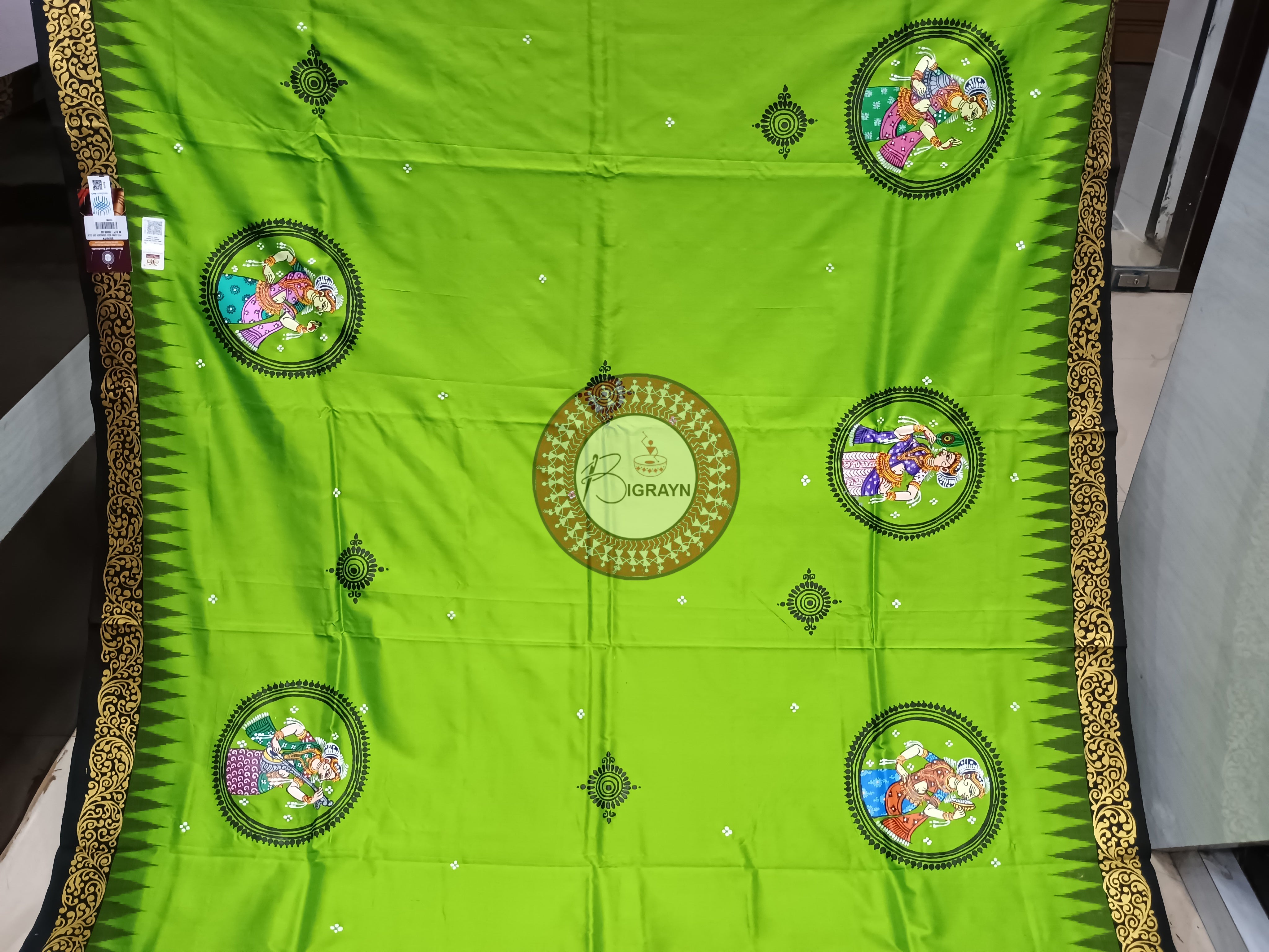 Green Box Sringar Theme Pattachitra Sambalpuri Silk Saree