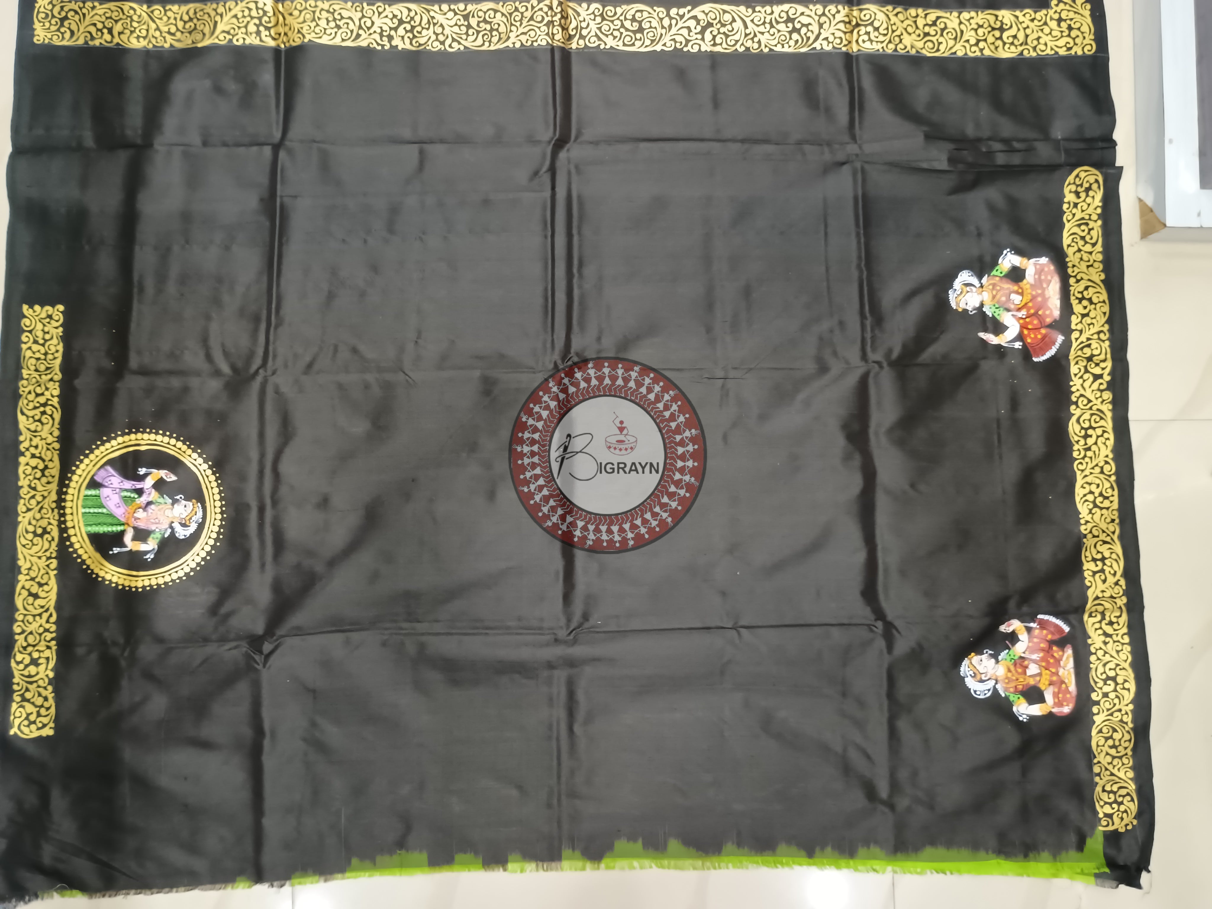 Green Box Sringar Theme Pattachitra Sambalpuri Silk Saree