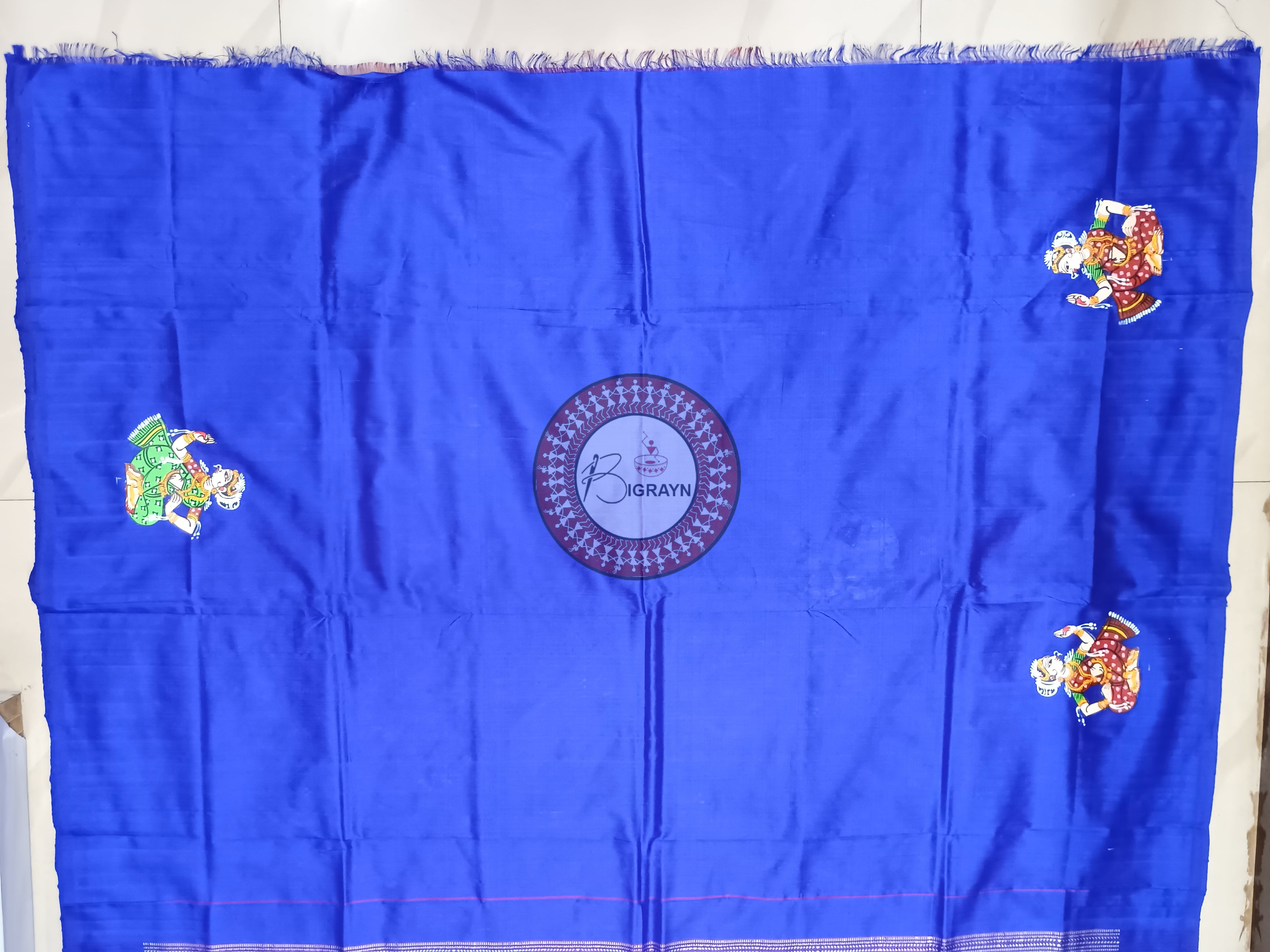 Red Blue Mastya kachhap With Dancer Theme Pattachitra Silk Saree
