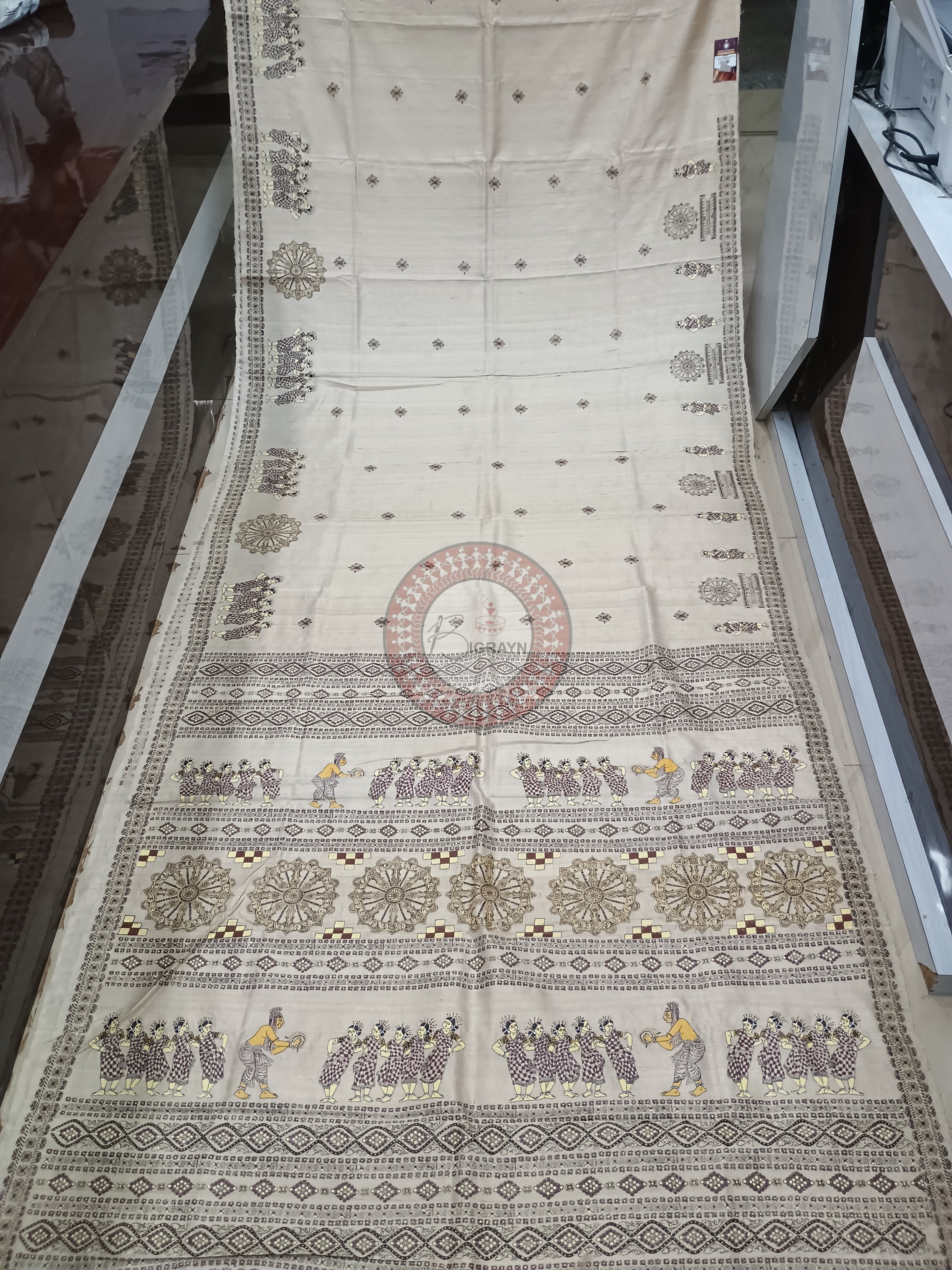 Tussarite Sambalpuri Dance Theme Pattachitra Tussar Silk Saree