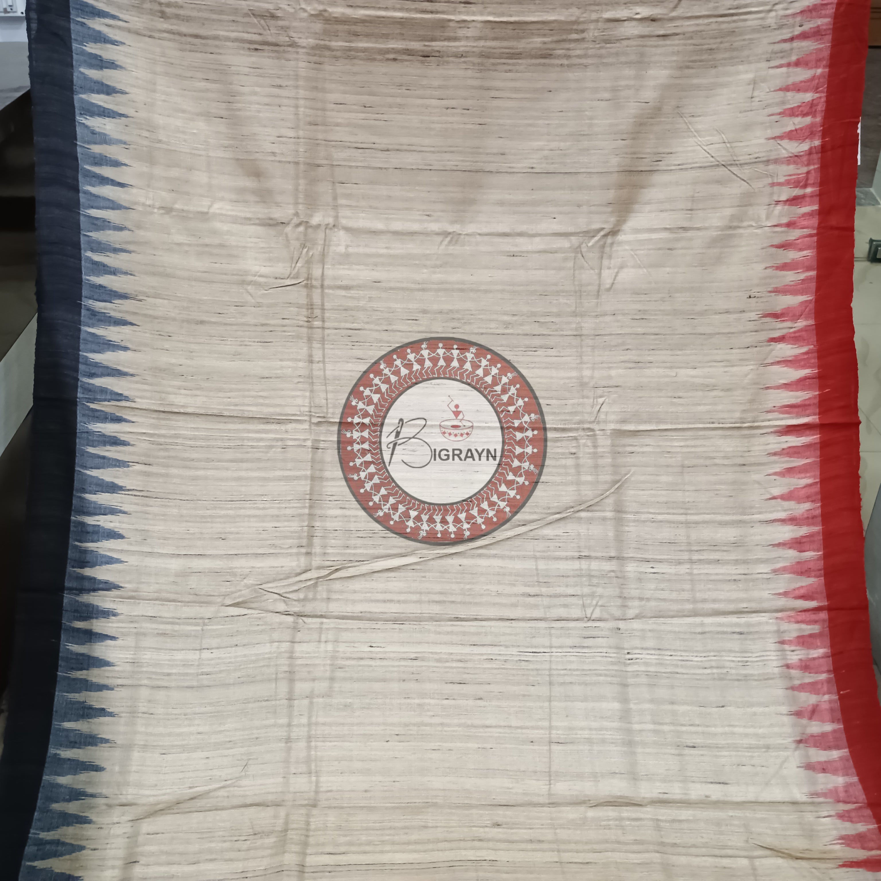 Off White Maroon Gopalpur Tussar Silk Saree
