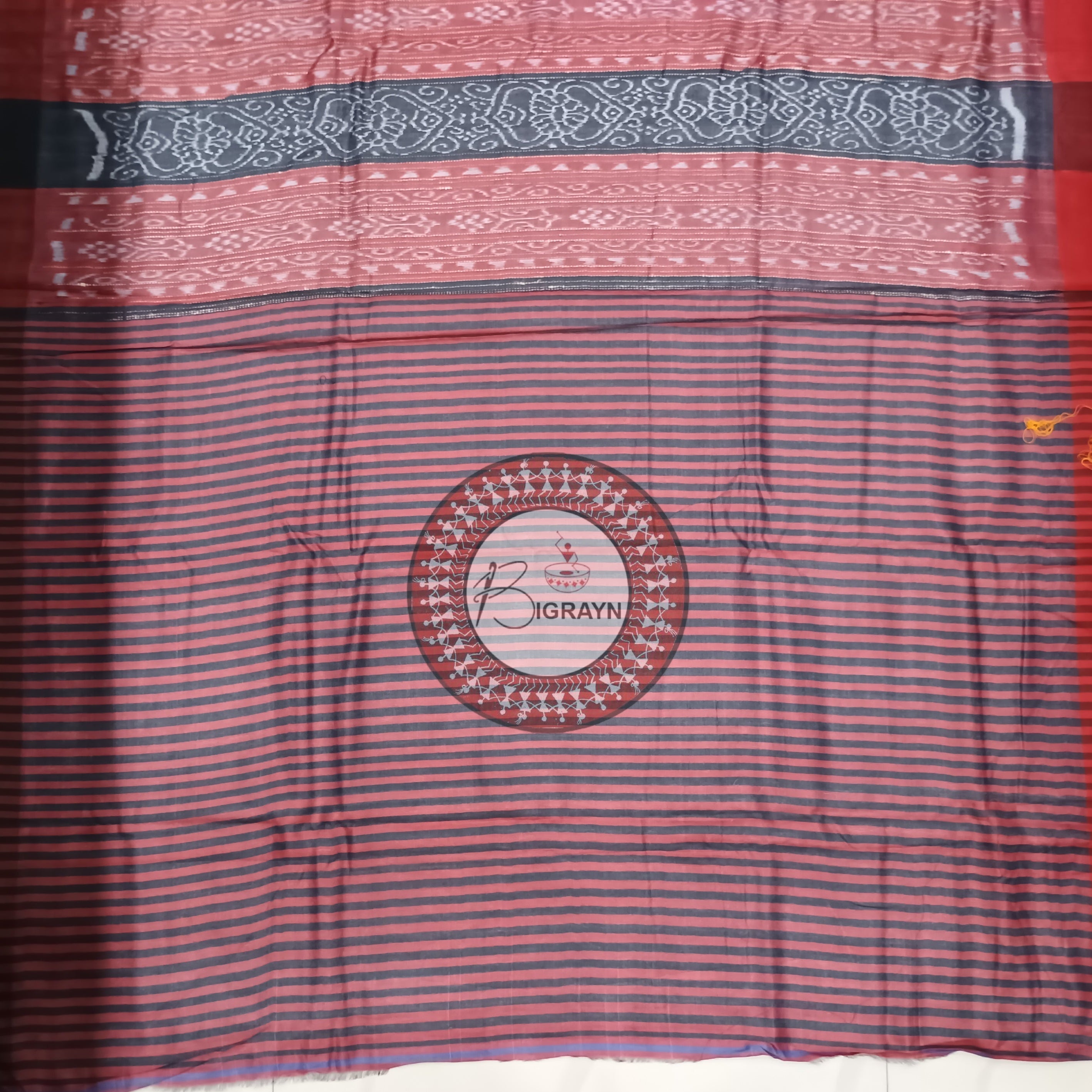 Off White Maroon Gopalpur Tussar Silk Saree