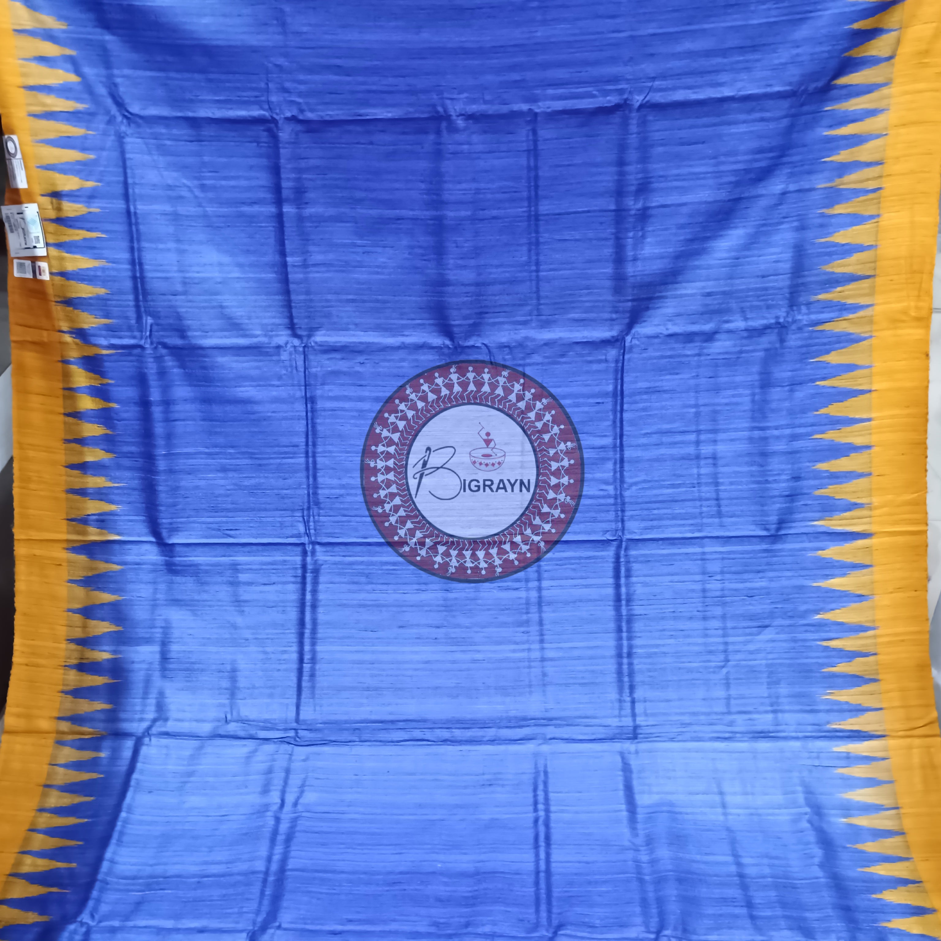 Blue Yellow Gopalpur Tussar Silk Saree