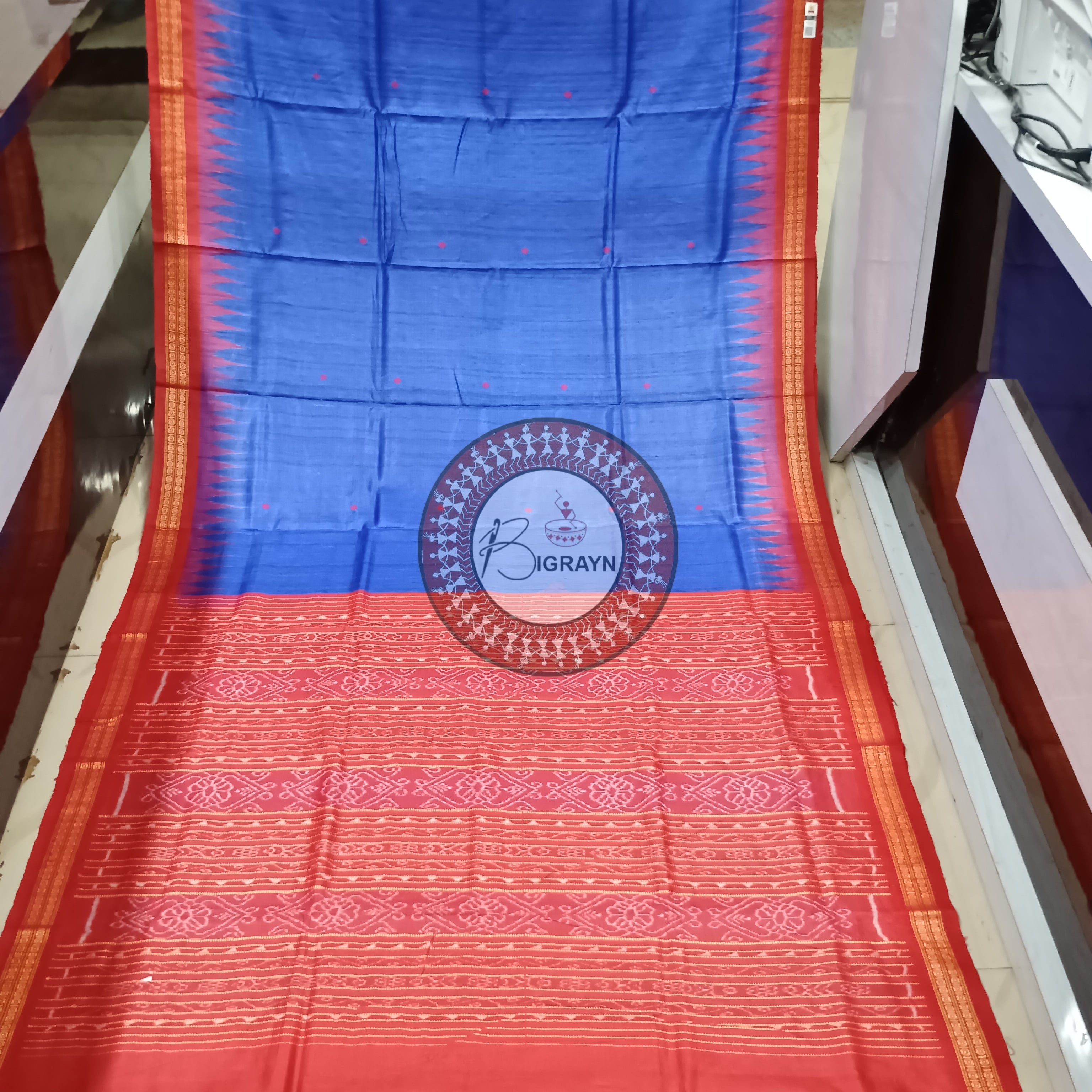 Blue Maroon Gopalpur Tussar Silk Saree