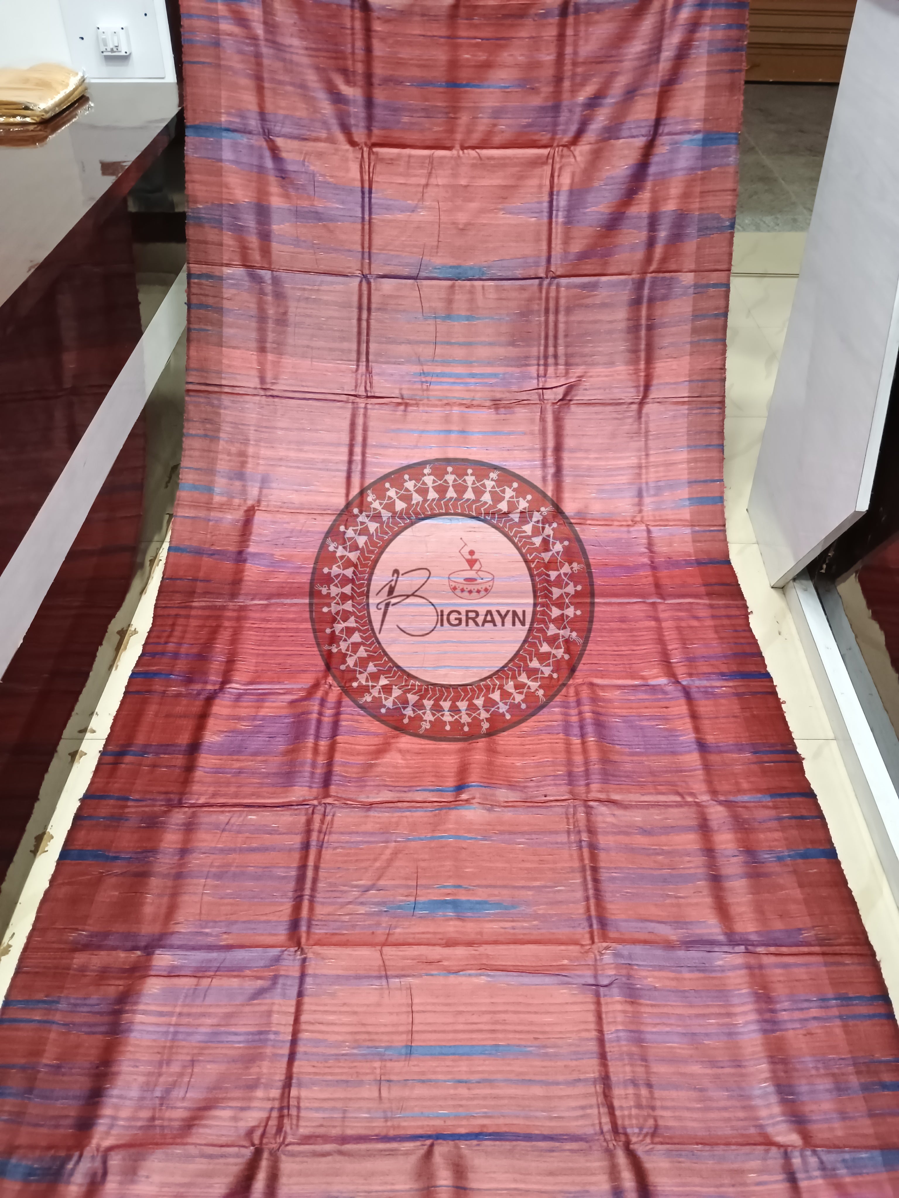 Maroon Blue Gopalpur Tussar Silk Saree