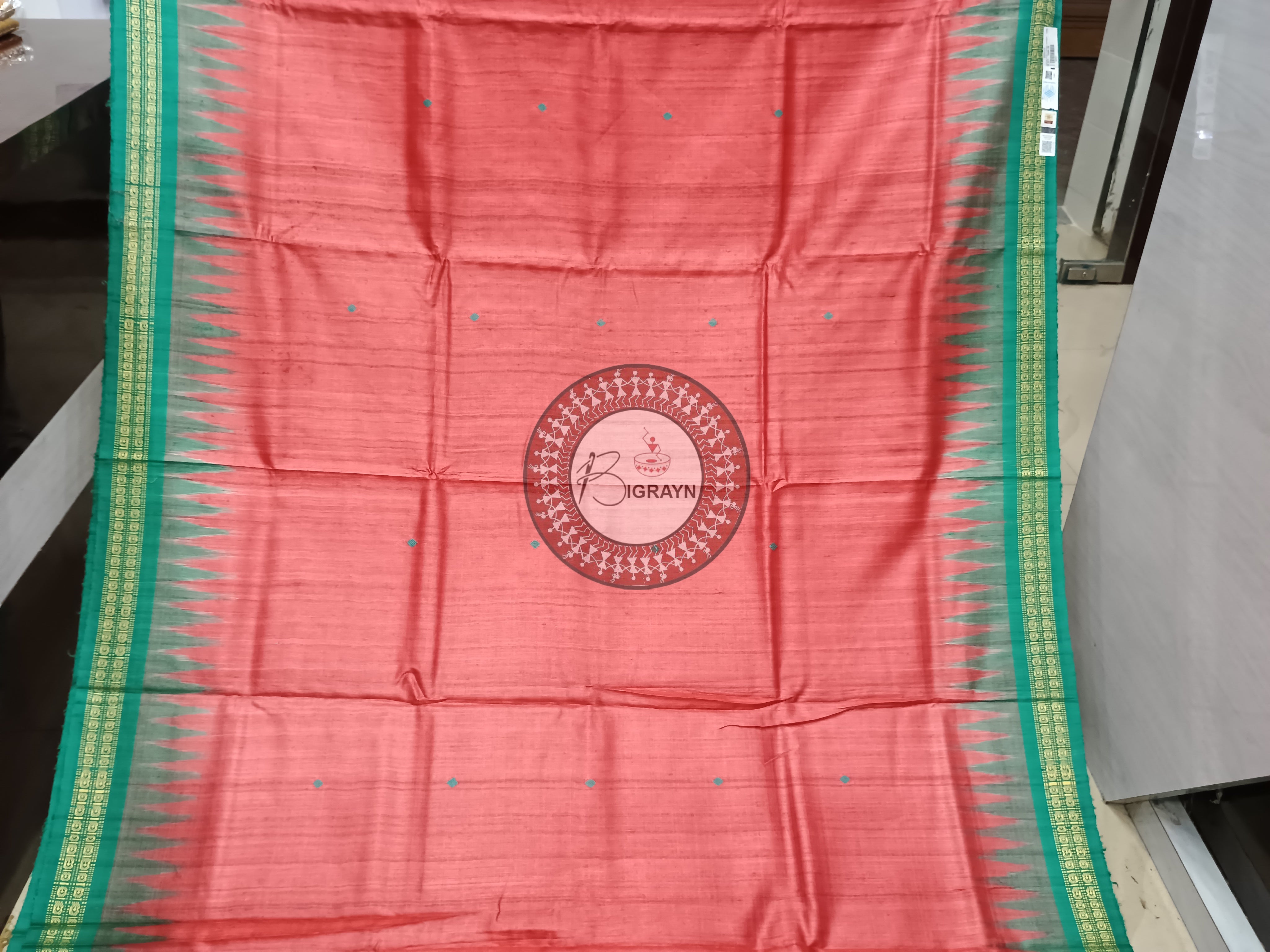 Maroon Green Gopalpur Tussar Silk Saree