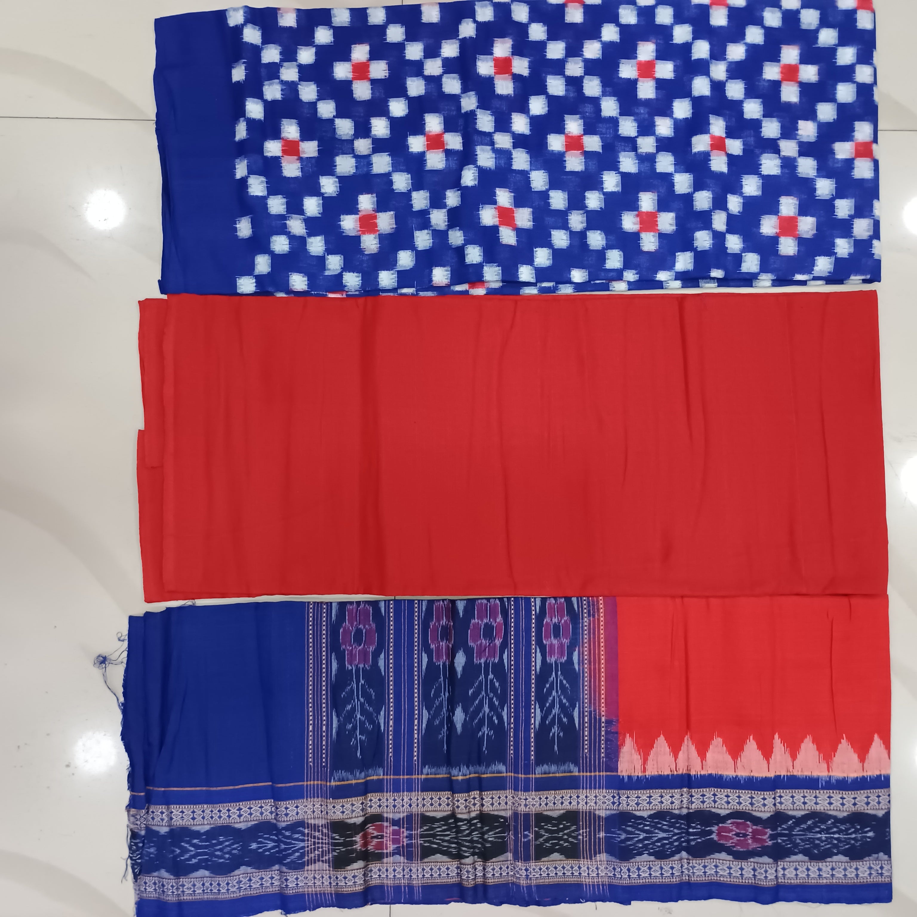 Blue Red Cross Pasapali Dress Set