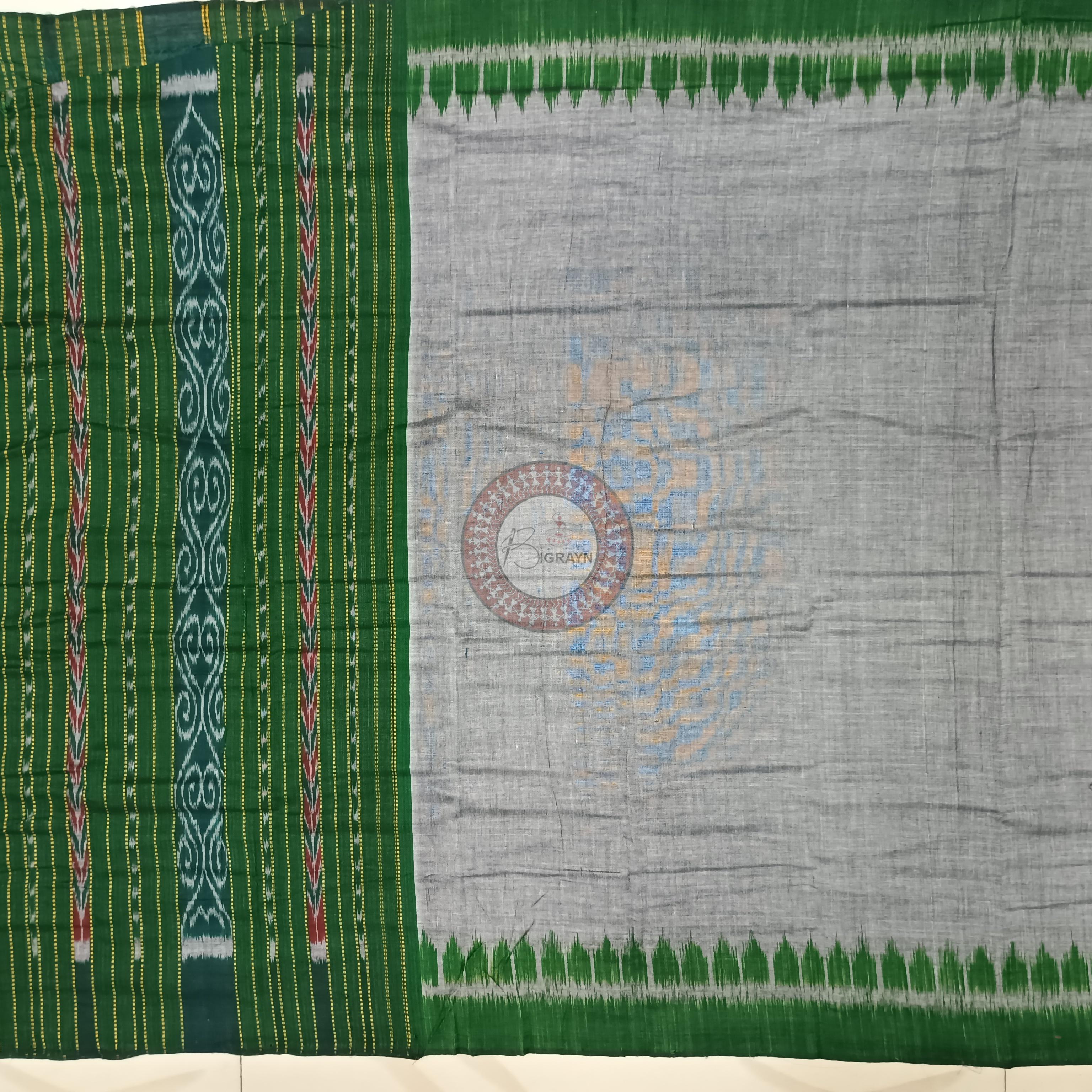 Green Grey Ikat Dress Set
