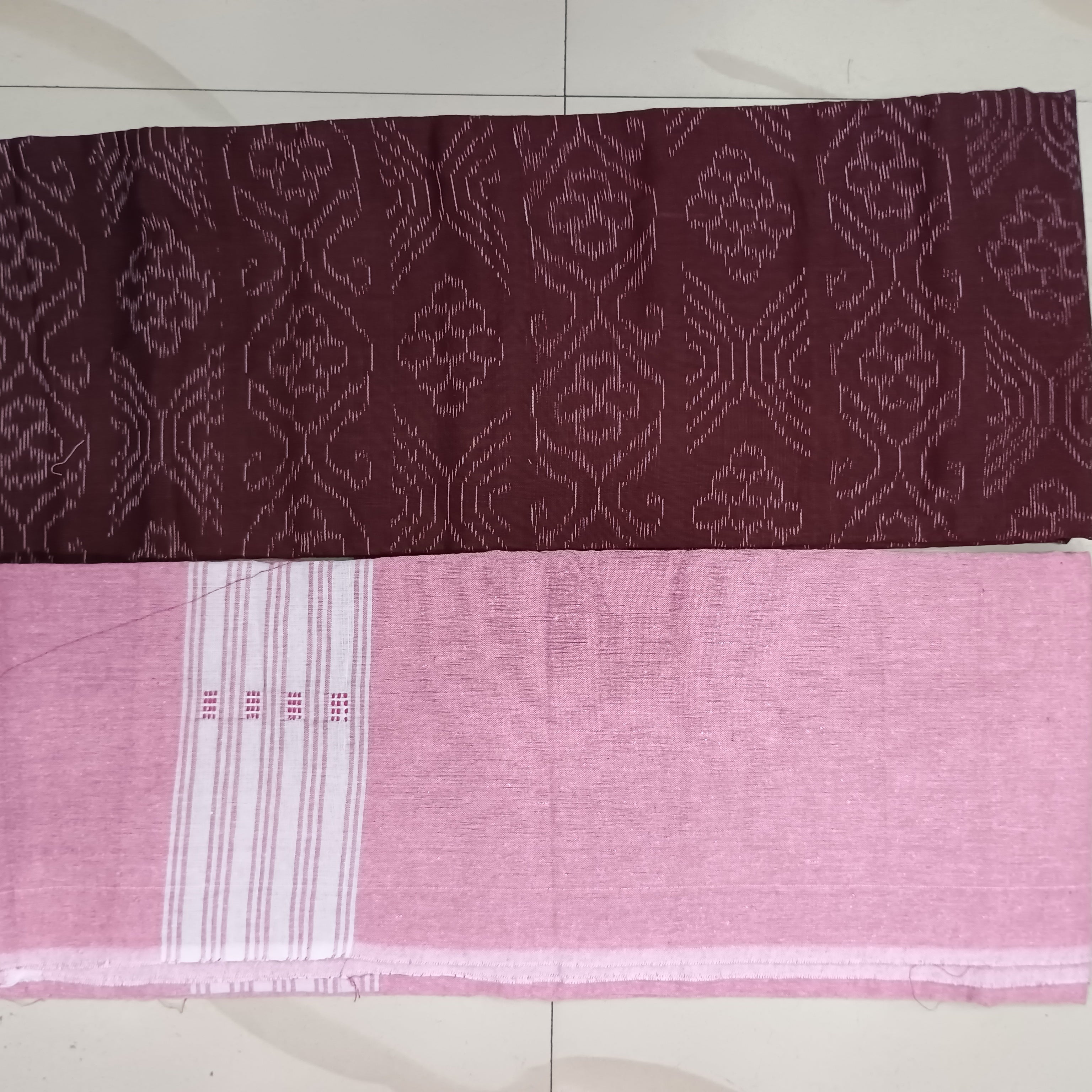Coffee Baby Pink Ikat Design Dress Set
