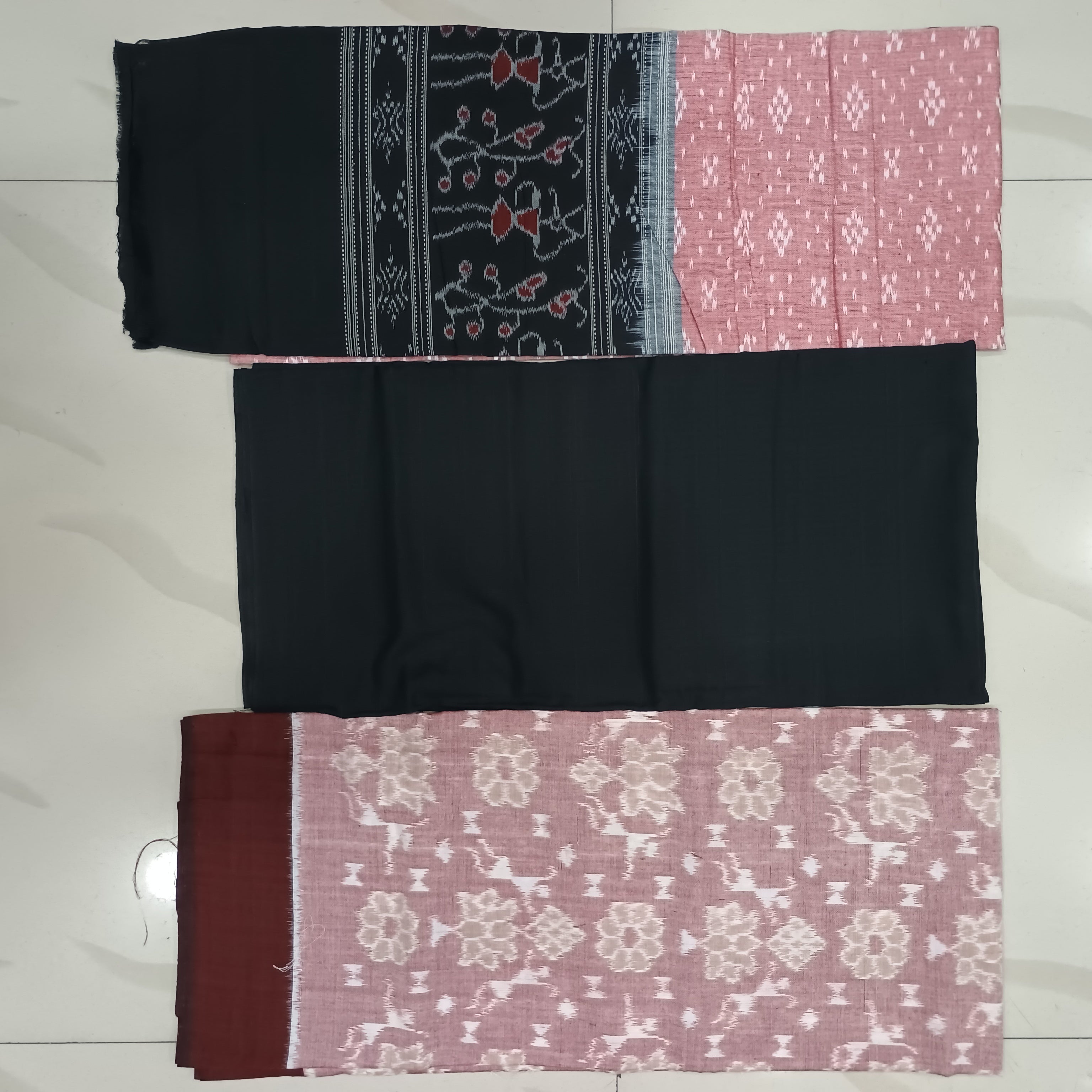 Peach Black Lotus Design Dress Set