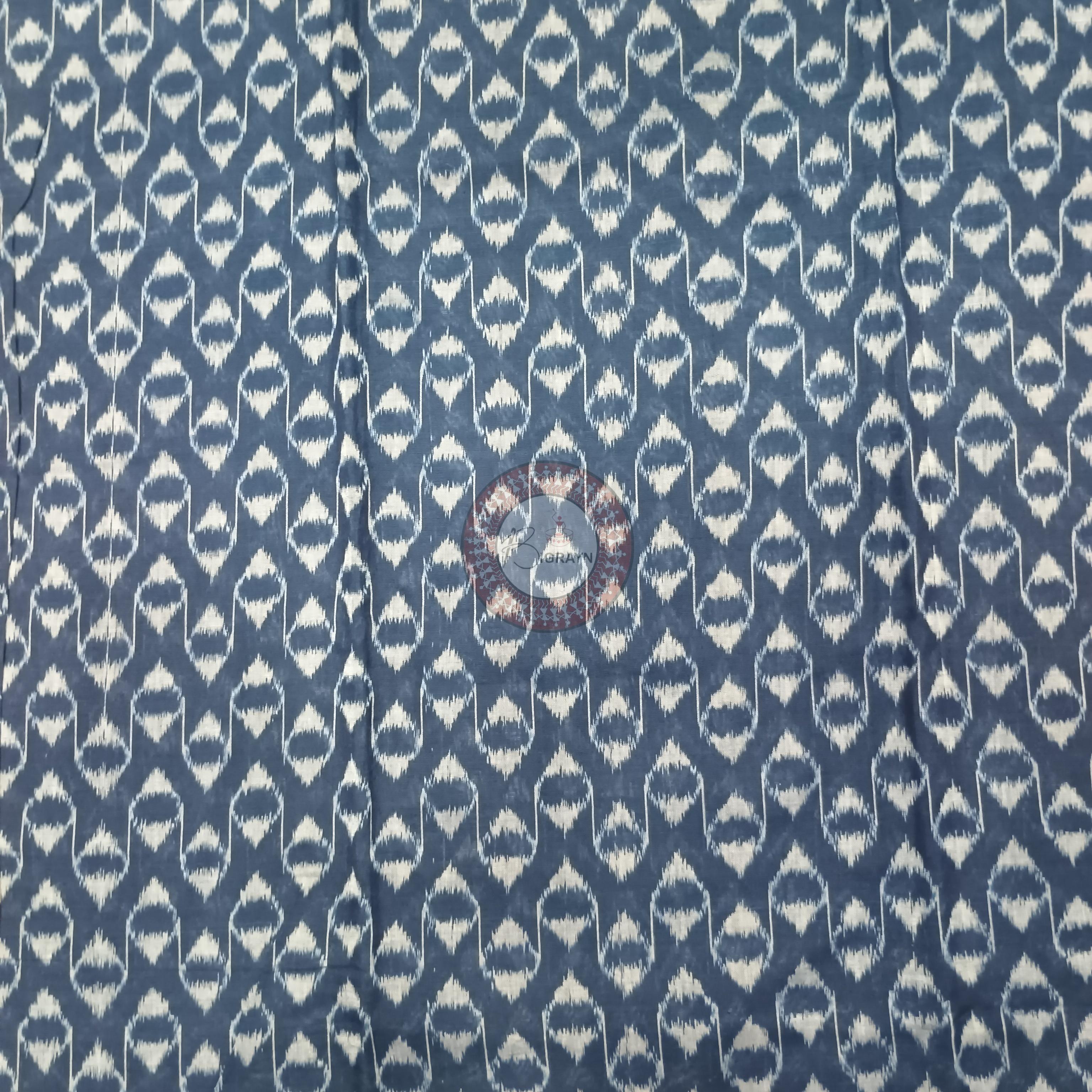 Navy Blue Creame Ikat Design Dress Set