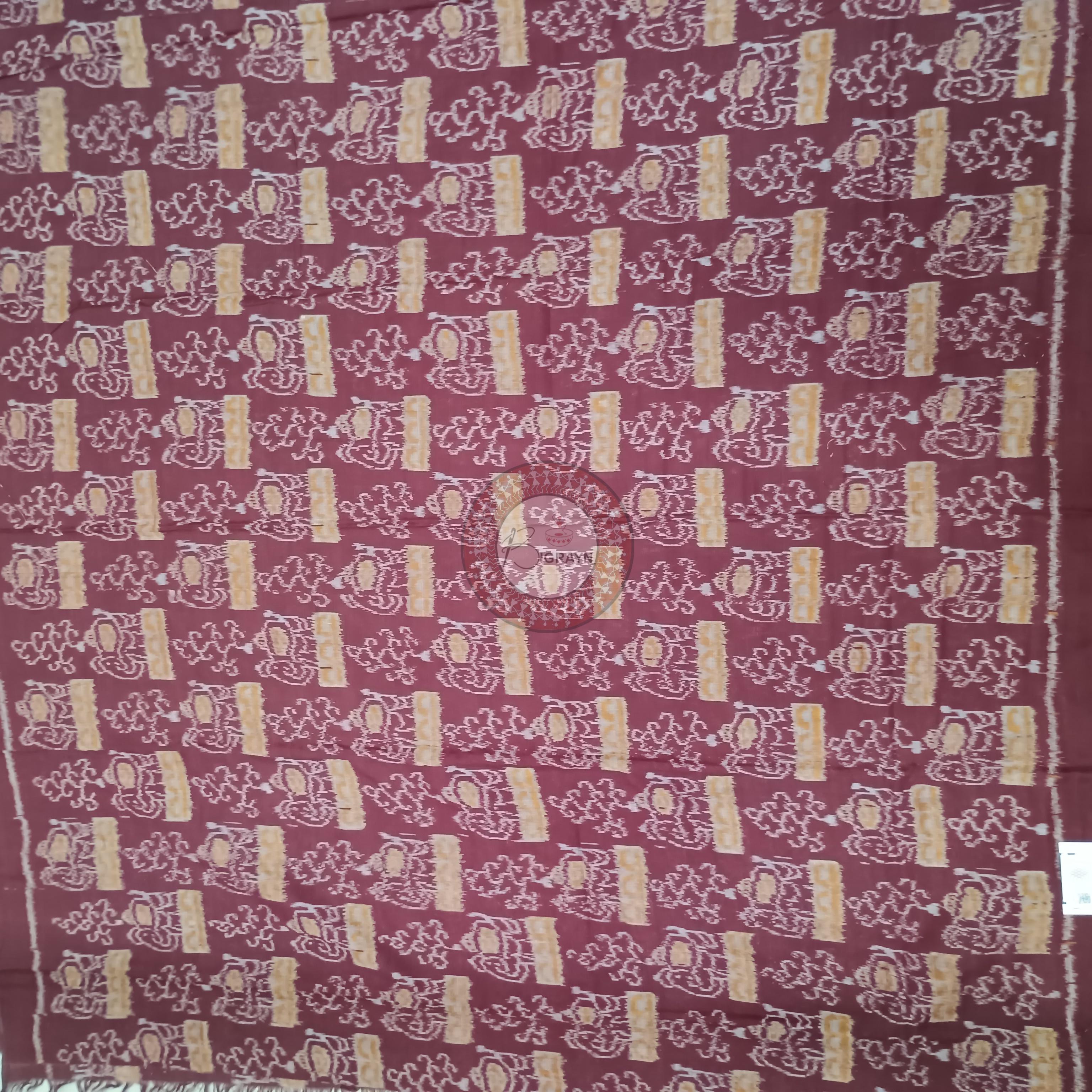 Maroon Yellow Animal Ikat Design  Dress Set