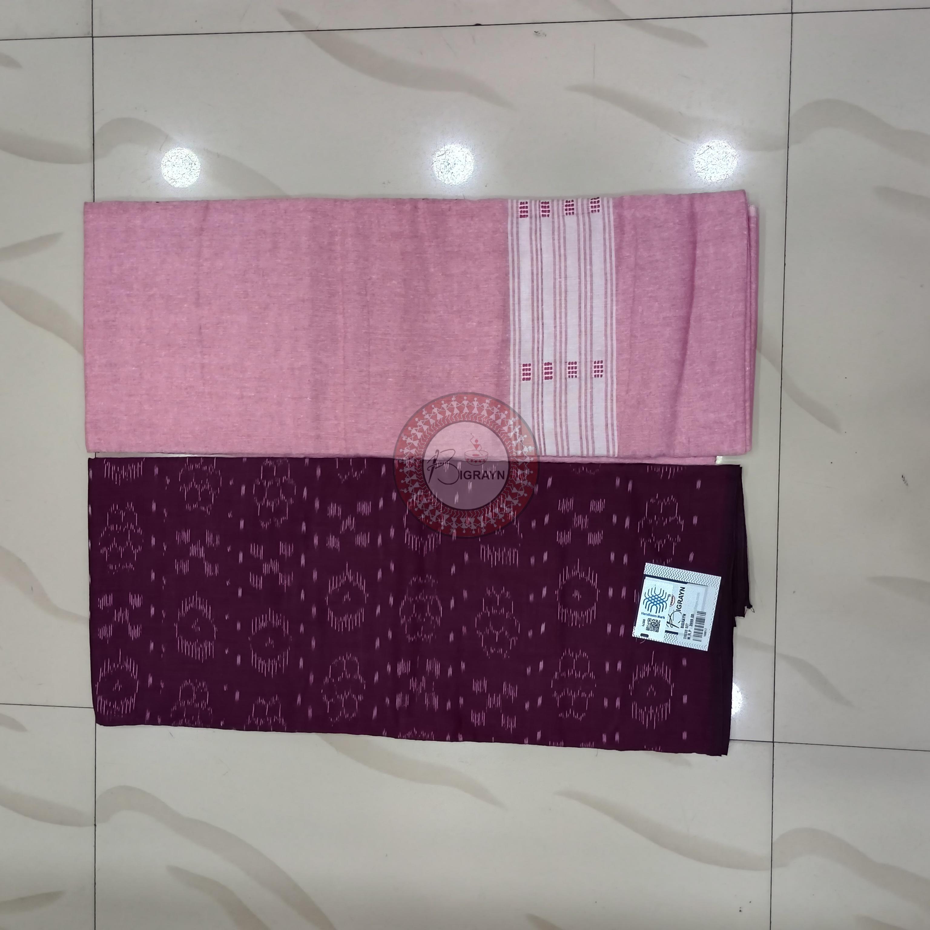 Purple Peach Ikat Design  Dress Set