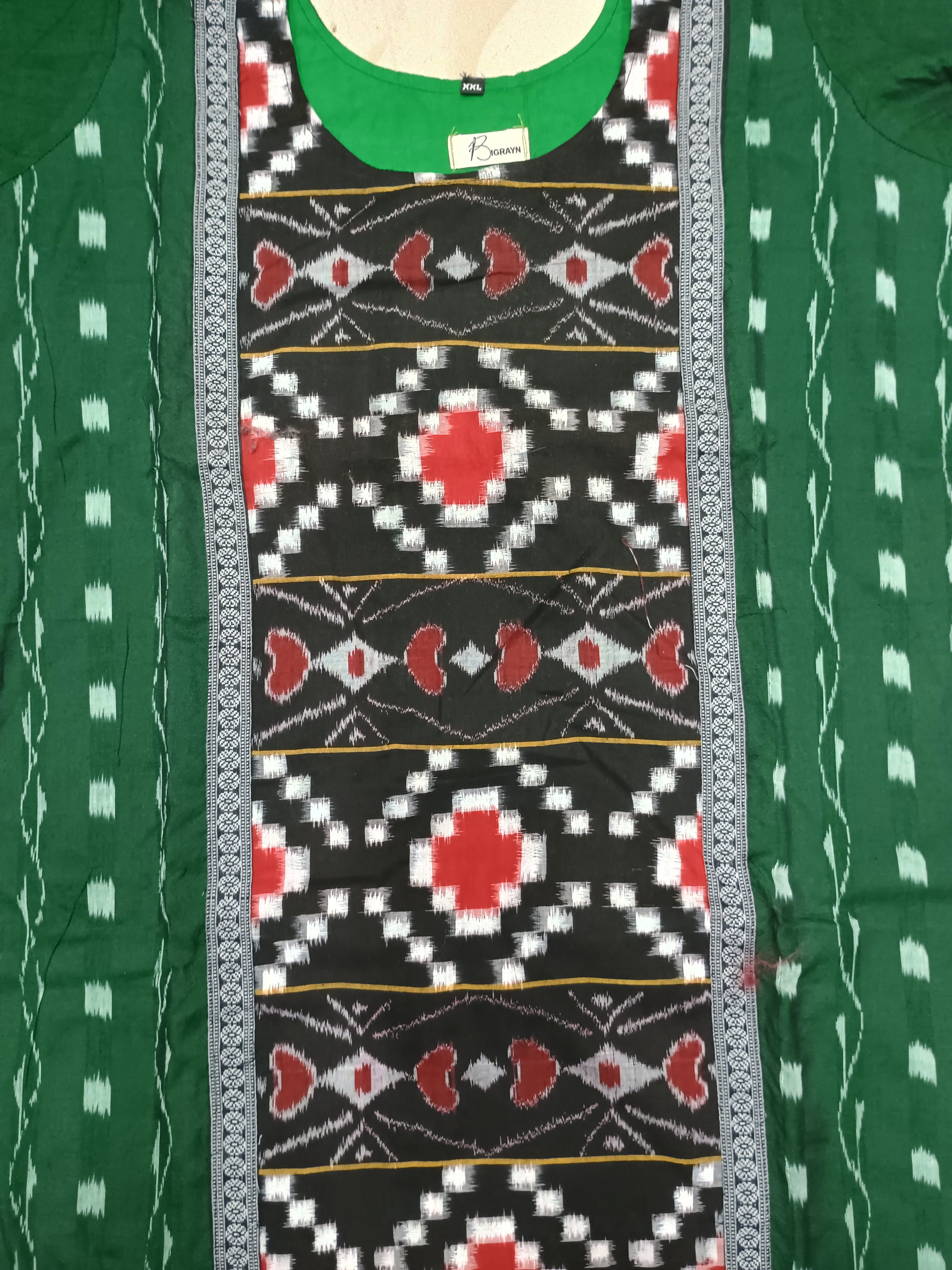 Green Black Pasapali Designer A-Line Kurti