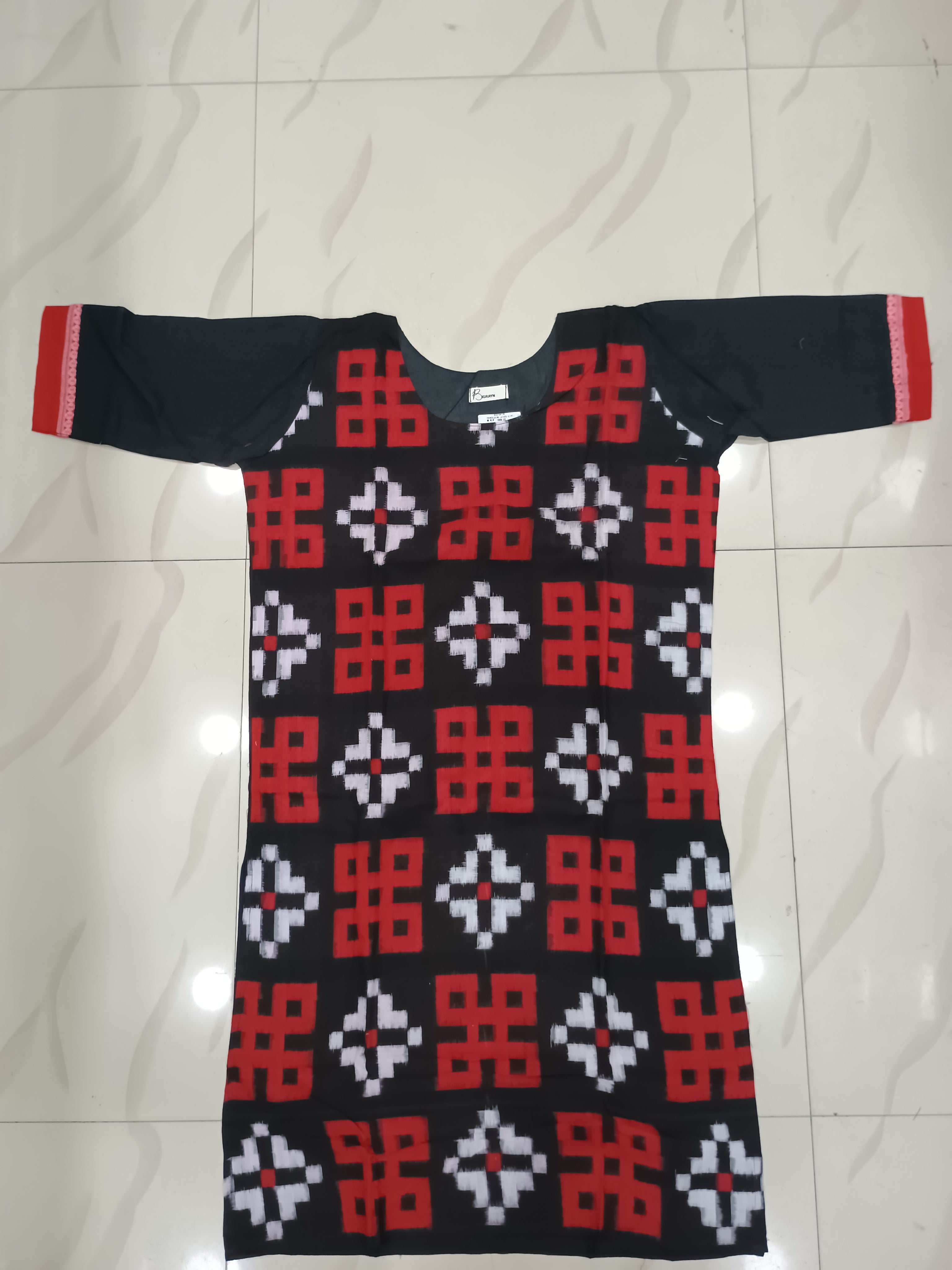 Maroon Black Pasapali Designer A-Line Kurti