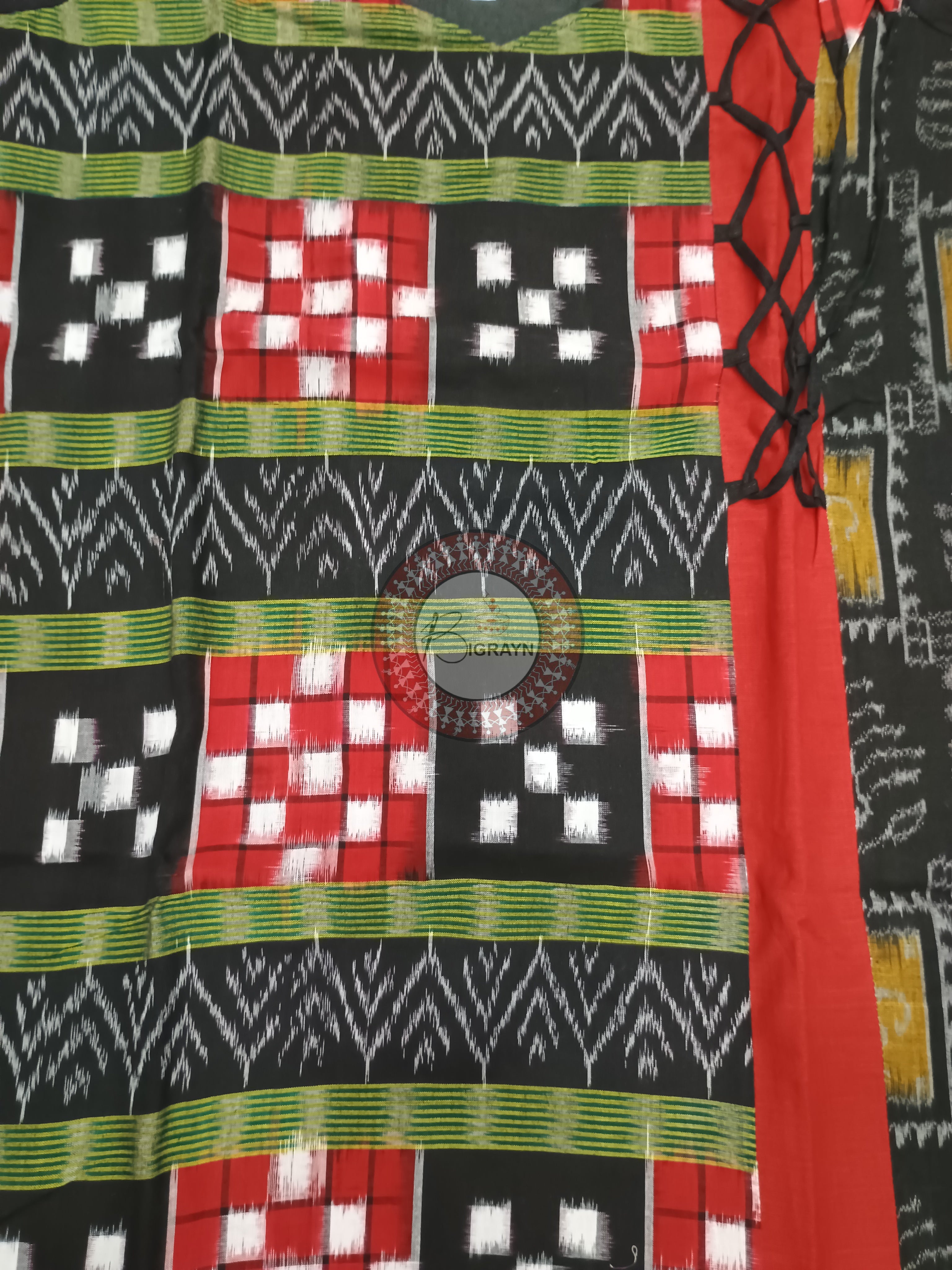 Black Red Pasapali Designer A-Line Kurti
