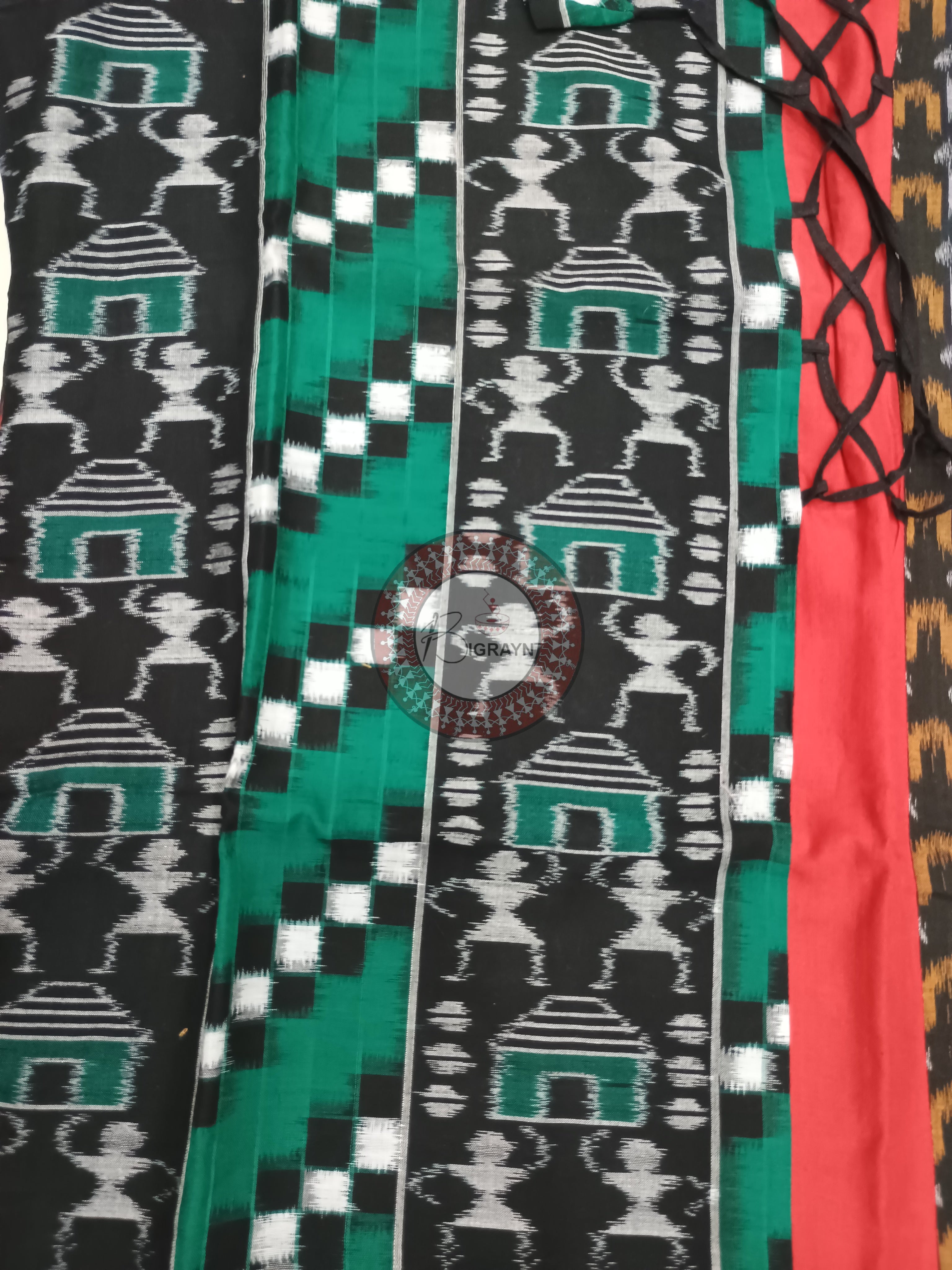 Green Black Red Pasapali Designer A-Line Kurti