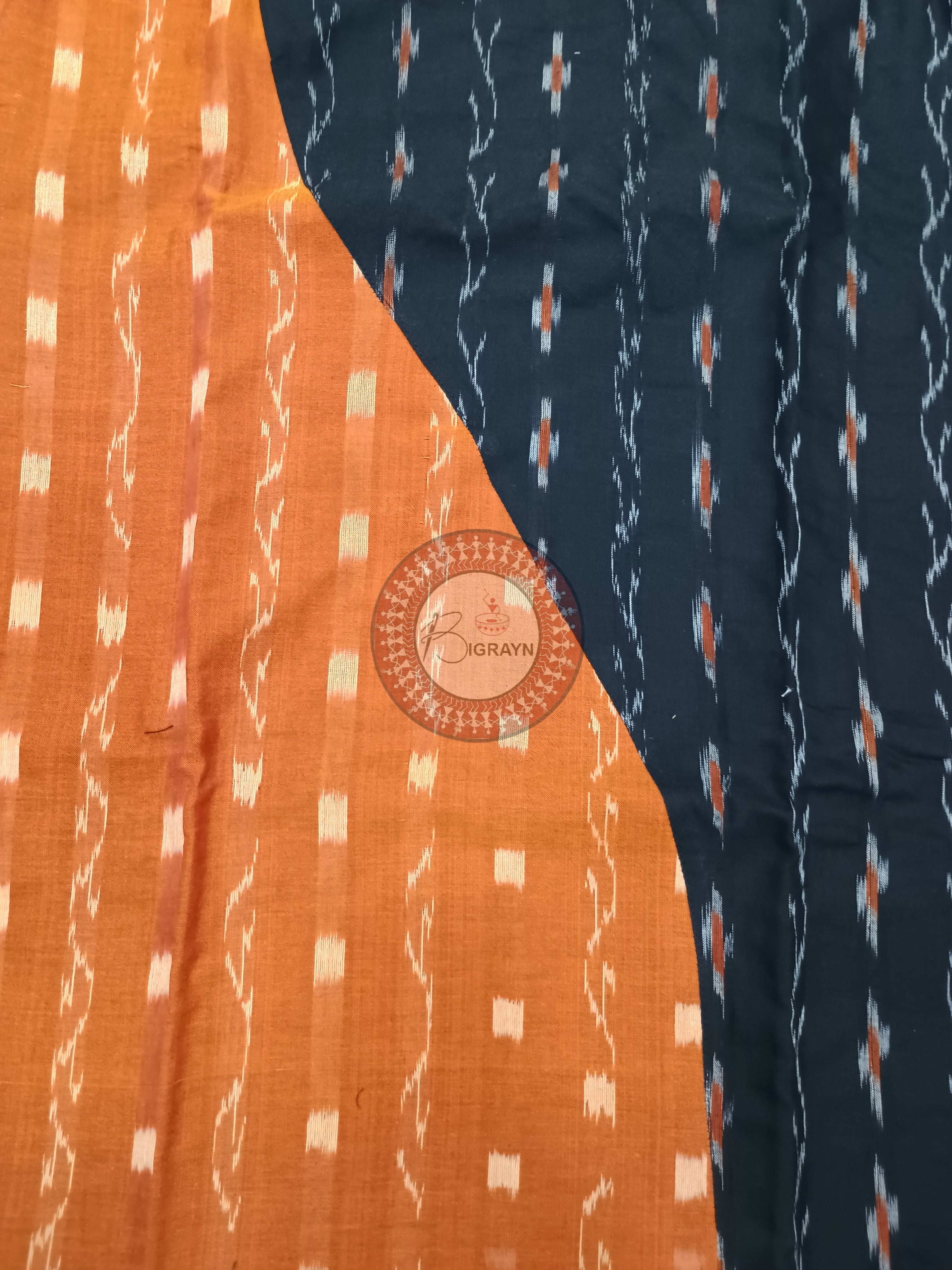 Black Orange Designer A-Line Kurti