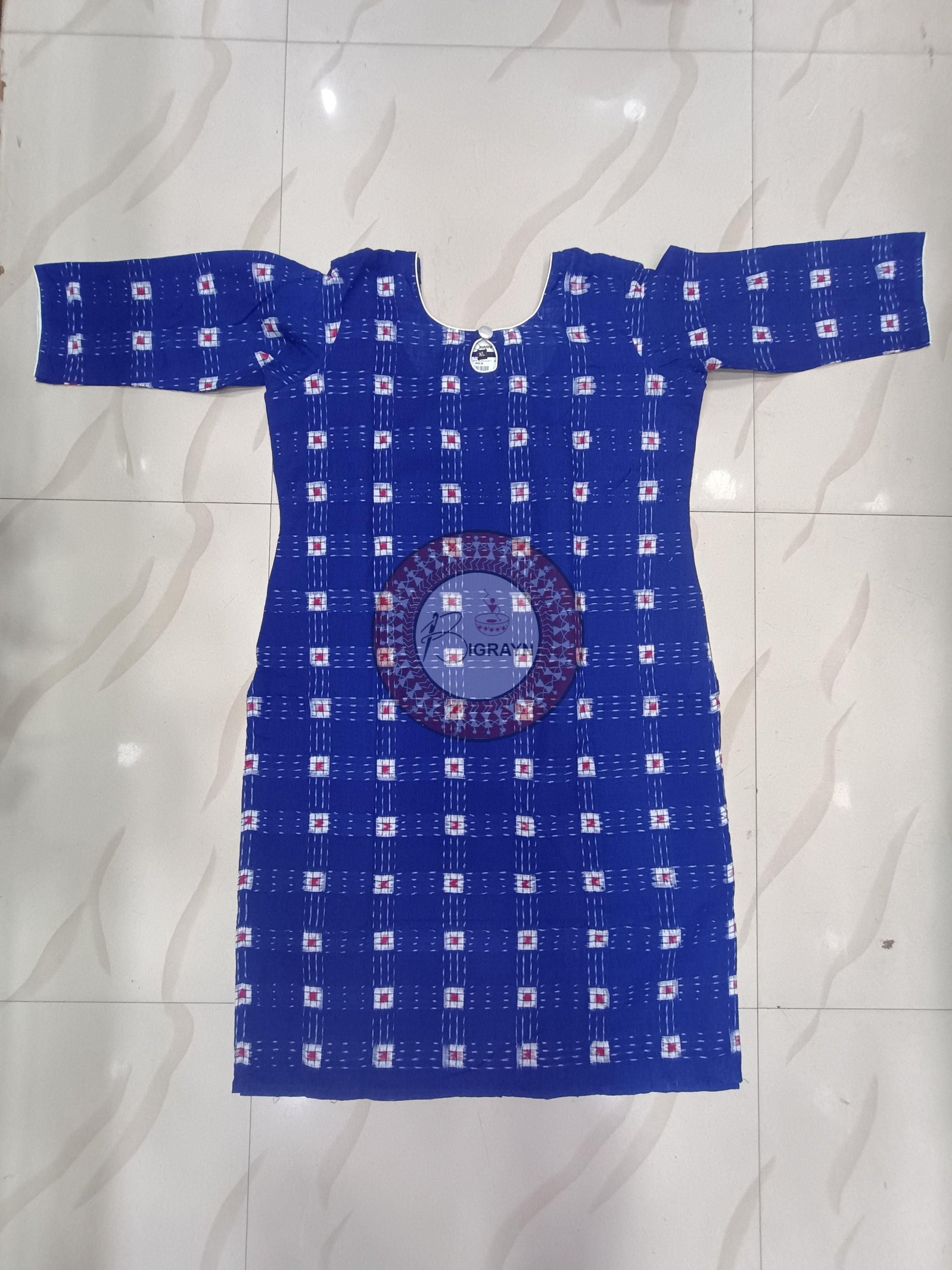 Blue Pasapali Designer A-Line Kurti